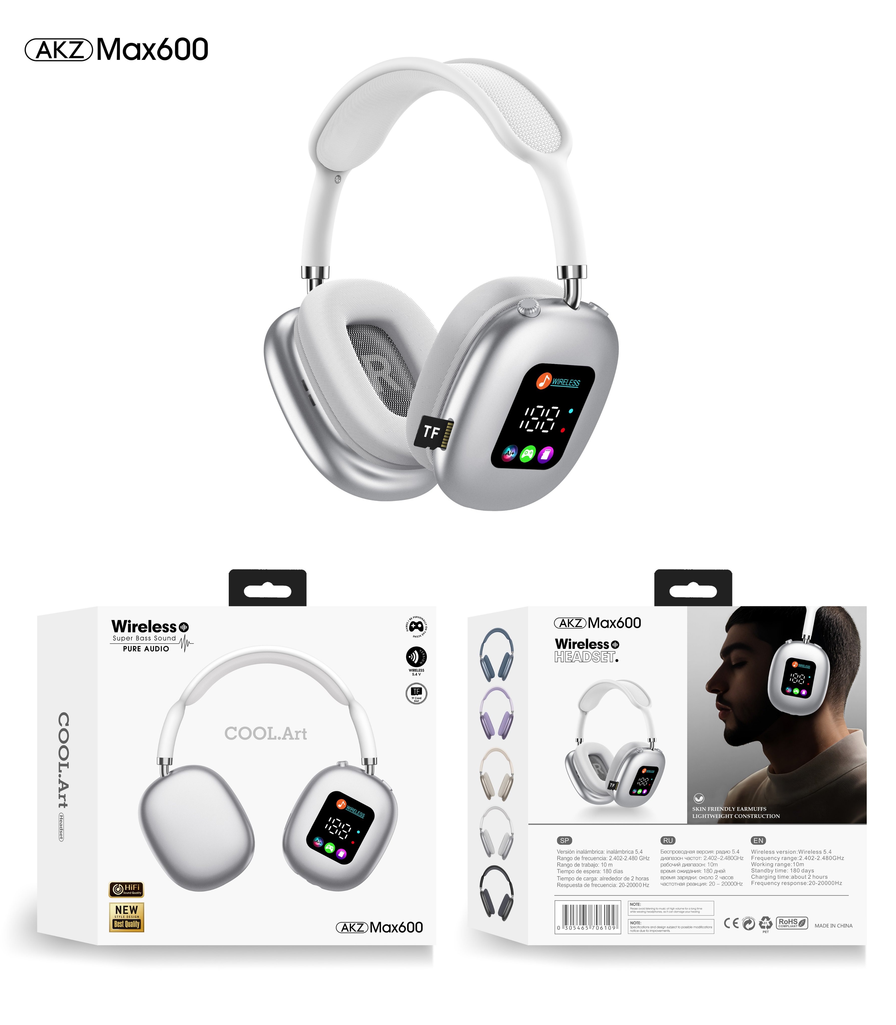 Bluetooth наушники с FM/TF, мягкие амбушюры