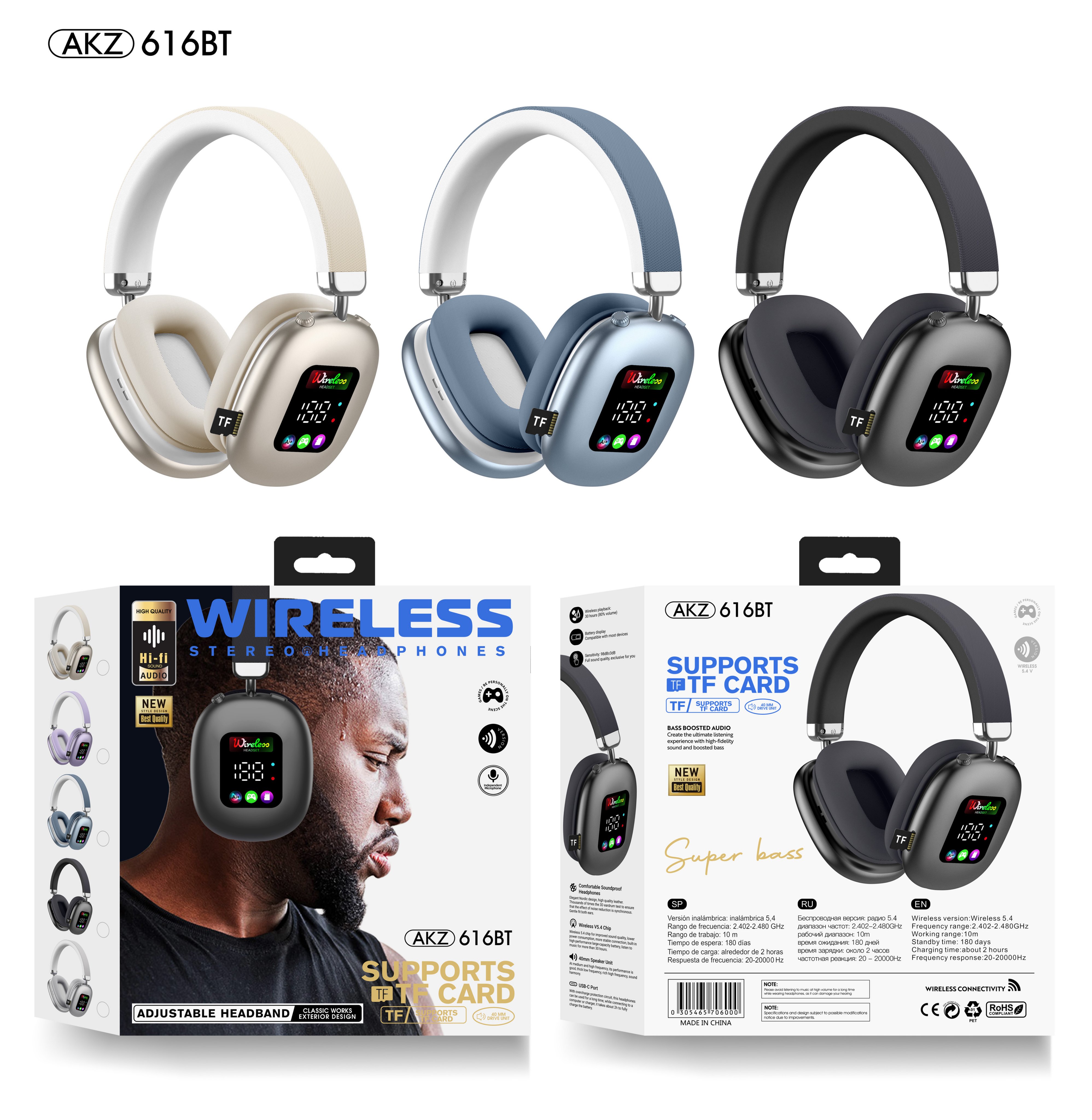 Bluetooth наушники с TF картой, портативные