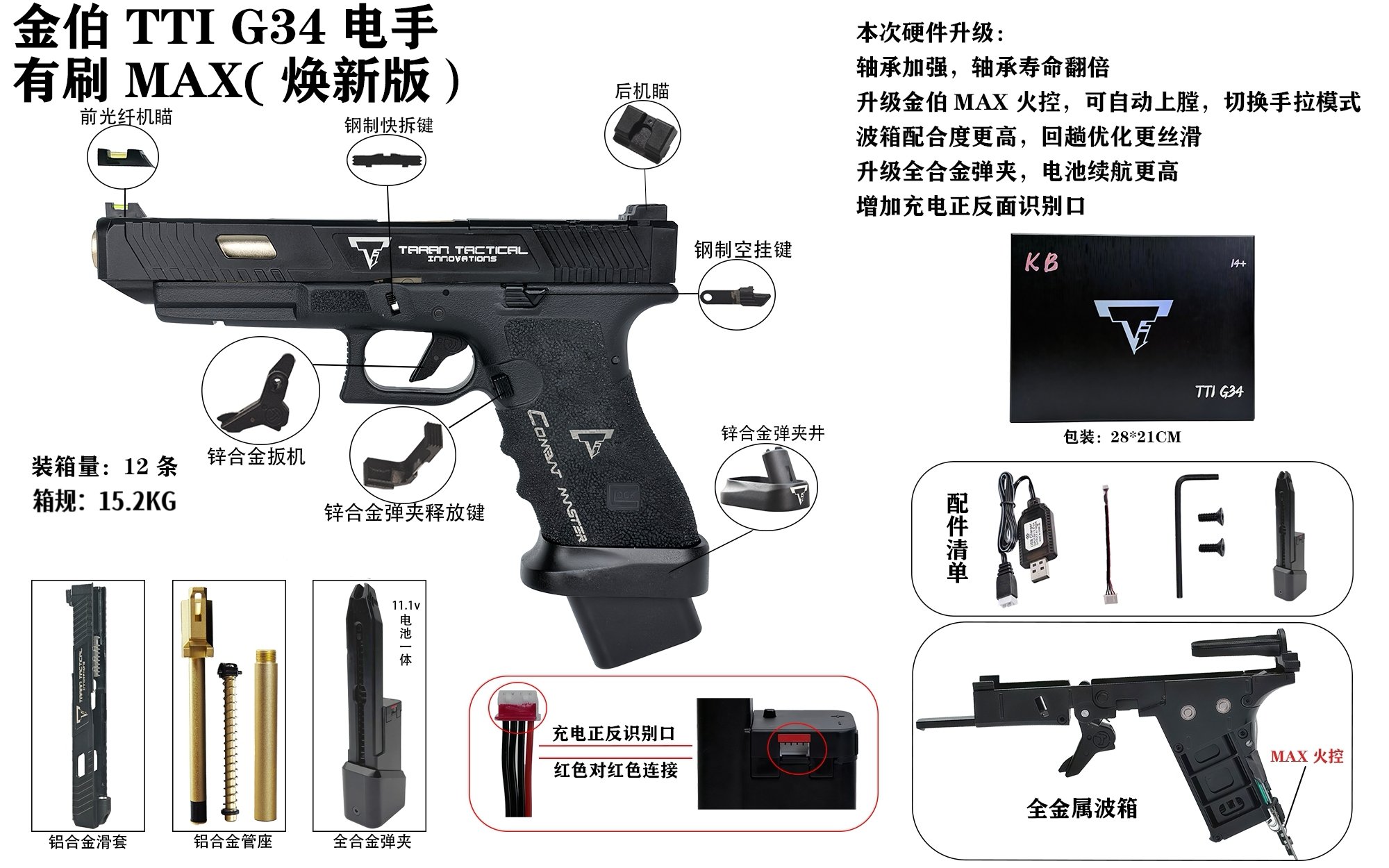 Электрический Glock Kimber TIIG34 - реалистичная модель пистолета