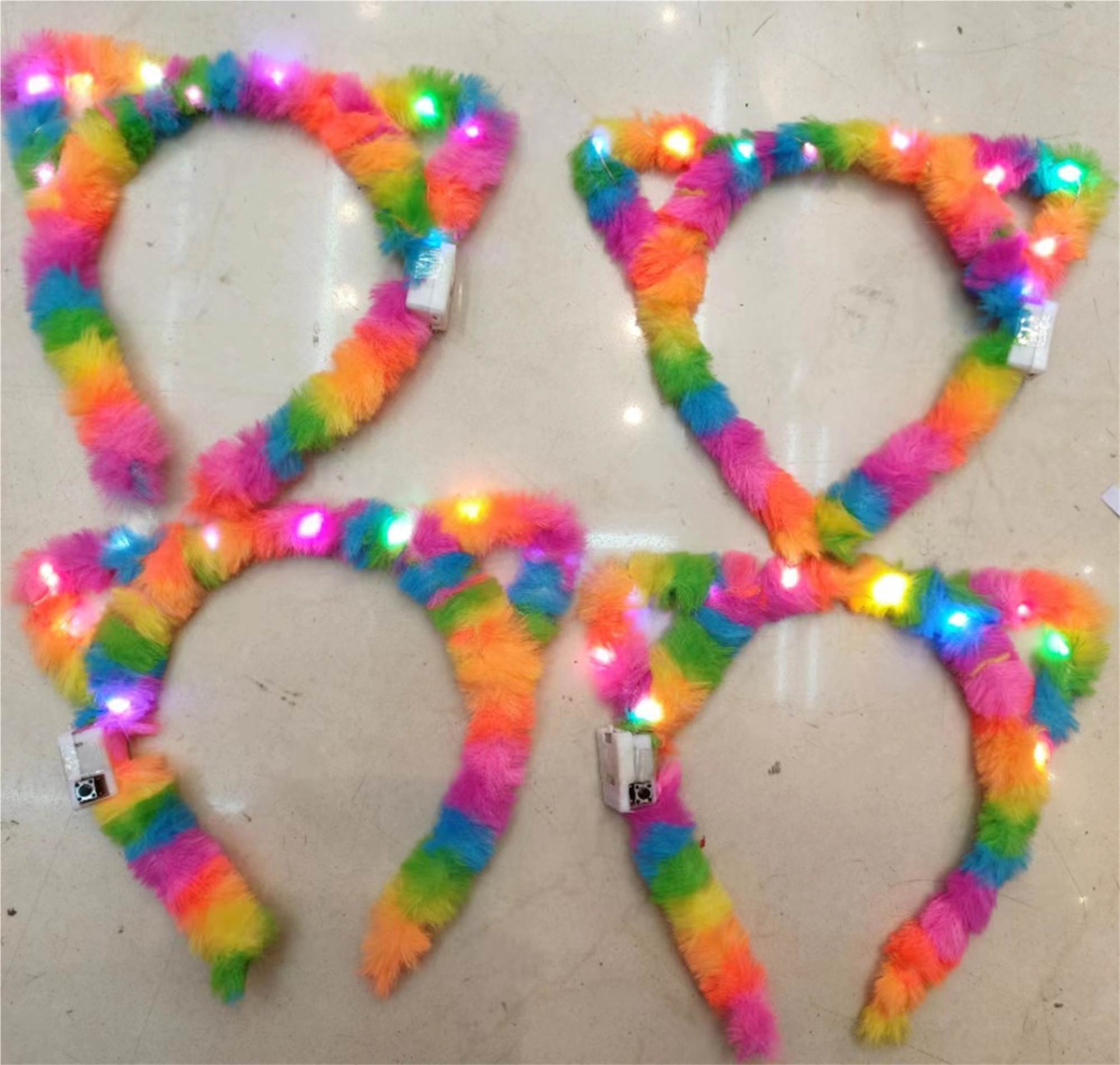 Светящиеся радужные кошачьи ушки, 10 LED