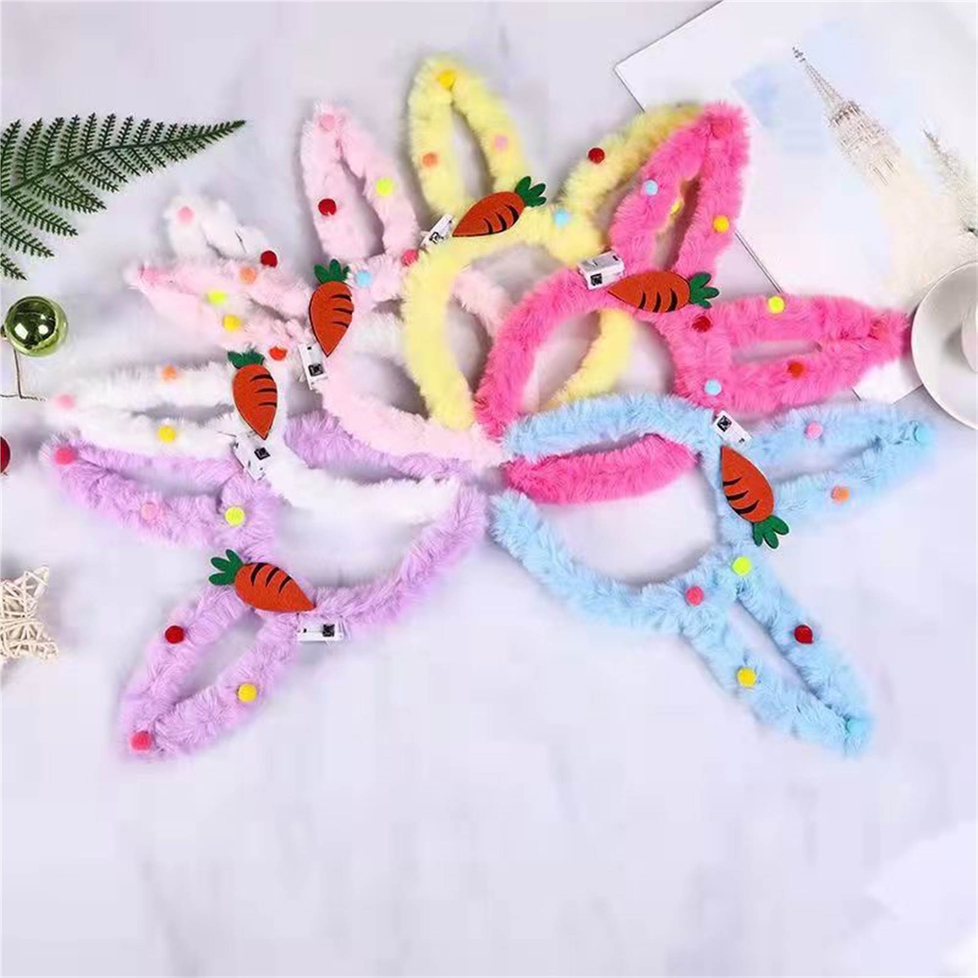 Светящиеся заячьи ушки с морковками, 14 LED