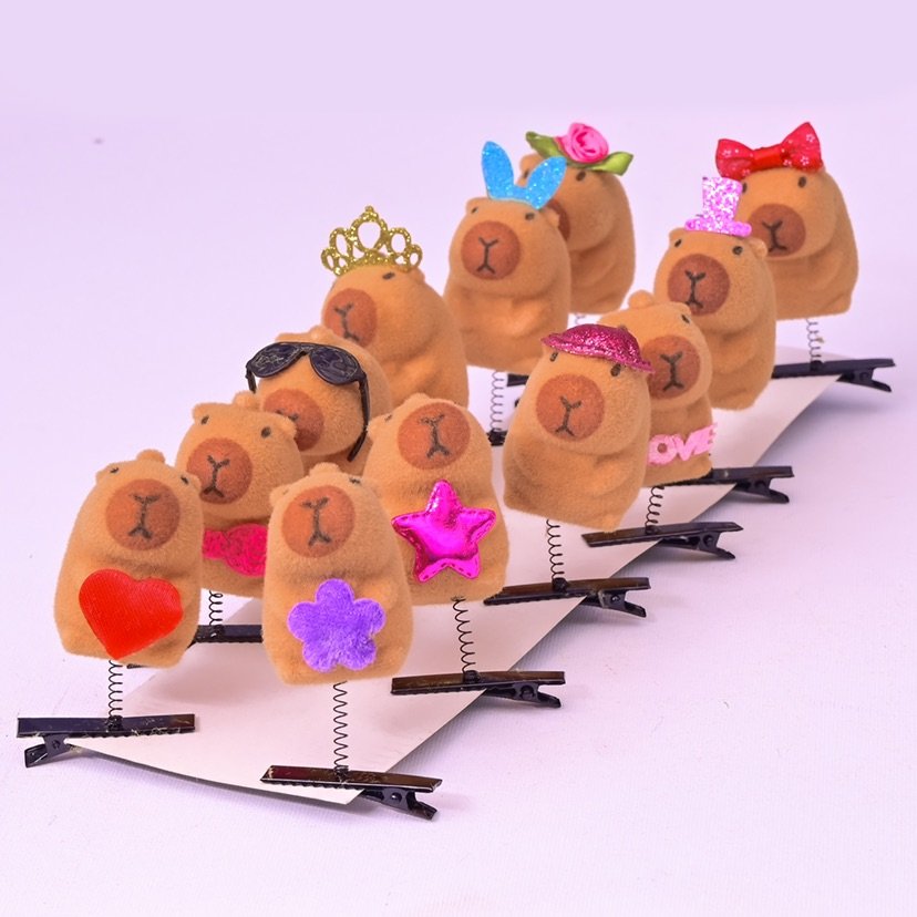 Милые заколки-капибары, одиночные аксессуары