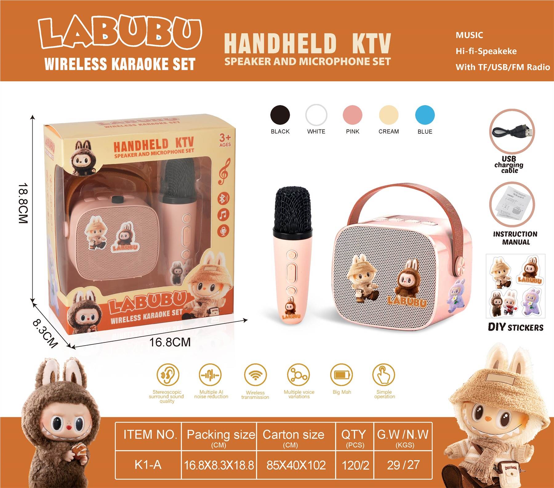 Bluetooth колонка Labub с микрофоном, MP3
