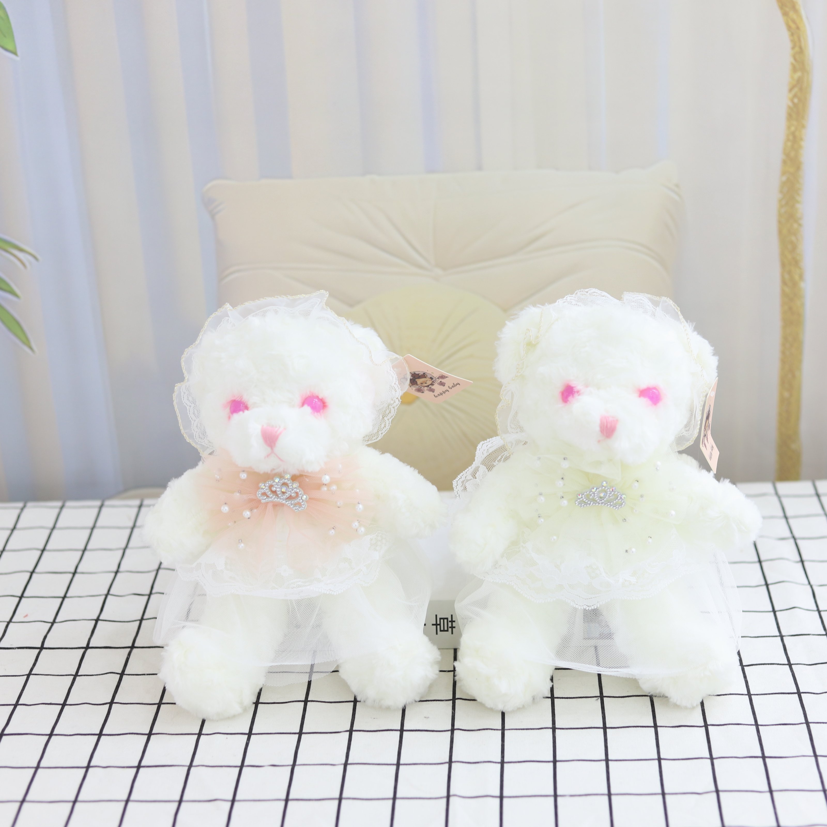 Мягкая игрушка медведь в короне и фате, 20 см