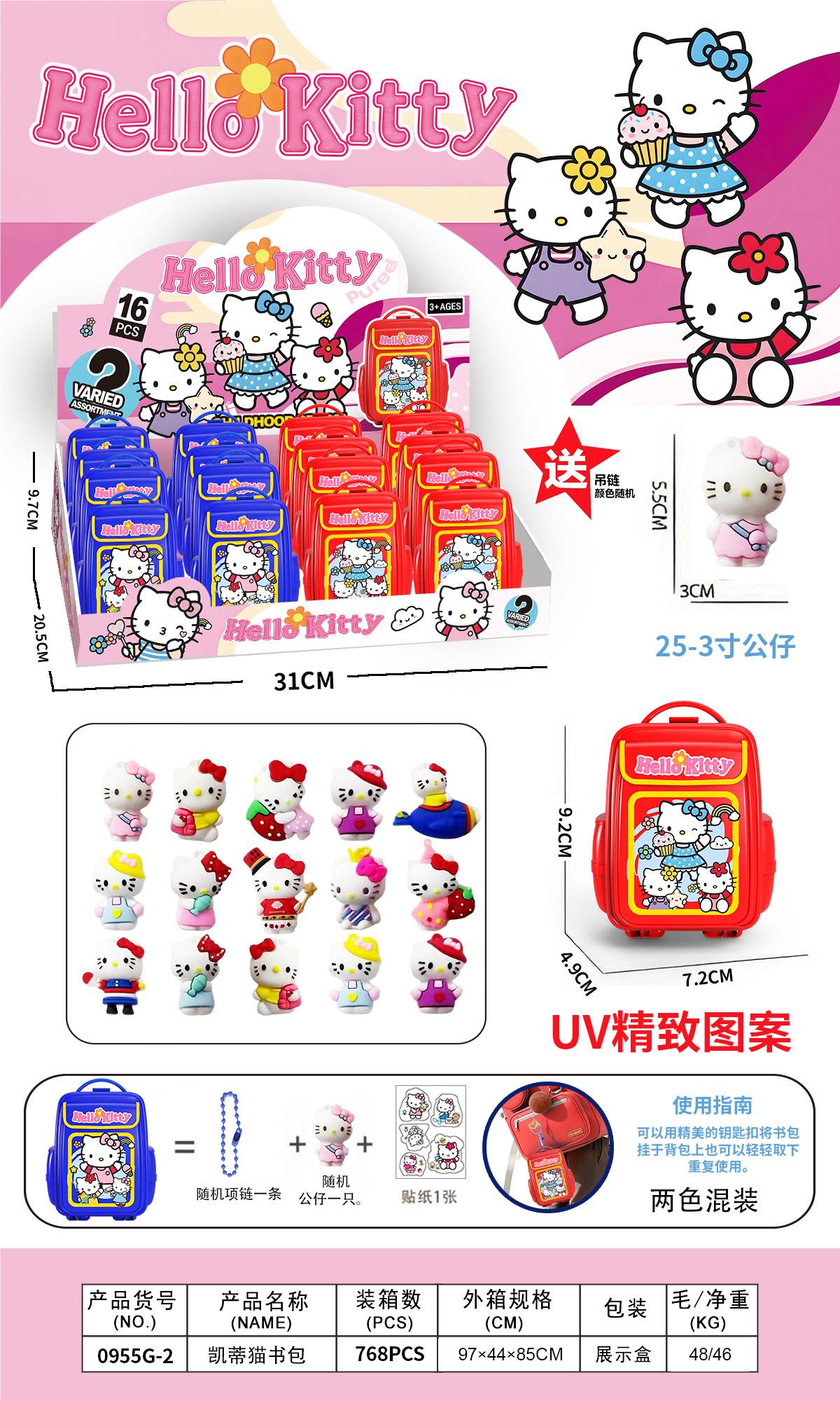 Hello Kitty: Рюкзак-брелок, аниме фигурка