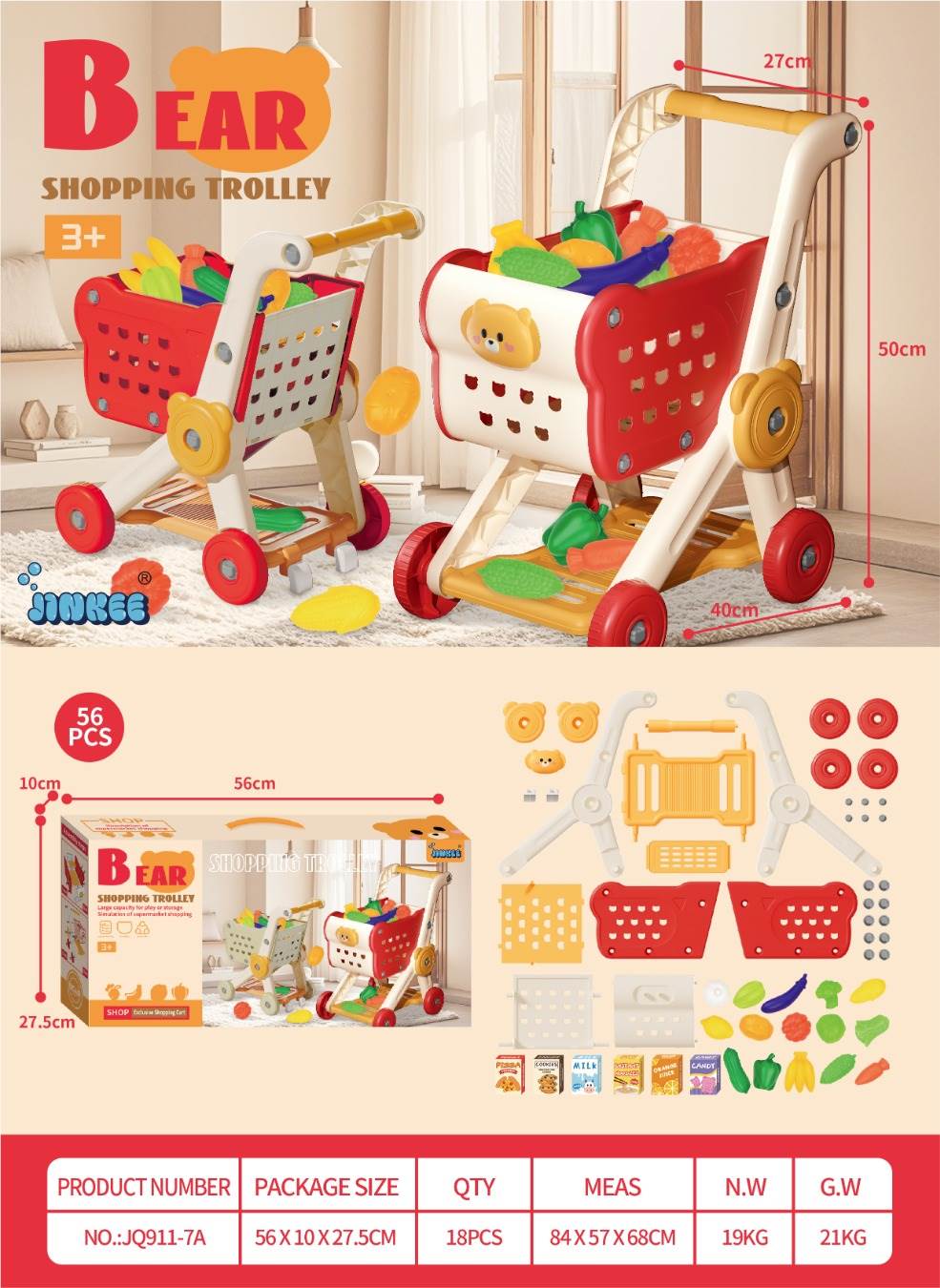 Игровой набор "Тележка с фруктами и овощами" для сюжетно-ролевых игр