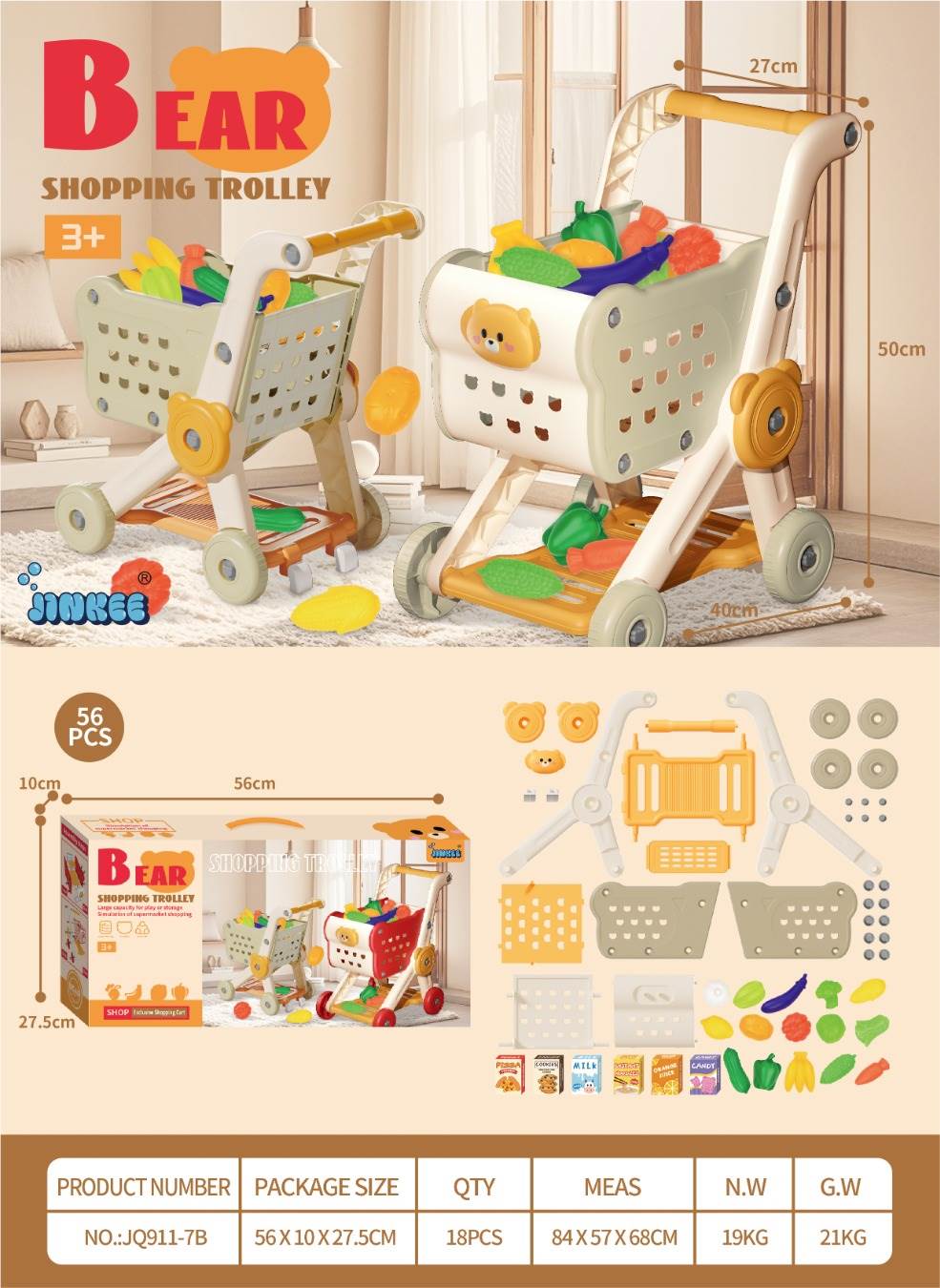 Игровой набор "Тележка с фруктами и овощами" для сюжетно-ролевых игр