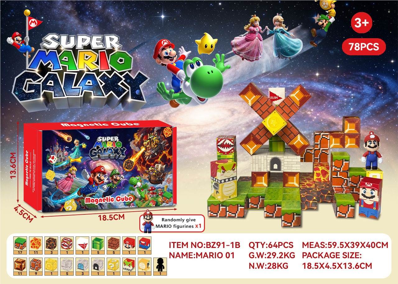 Магнитный конструктор Mario Adventure + фигурка Марио