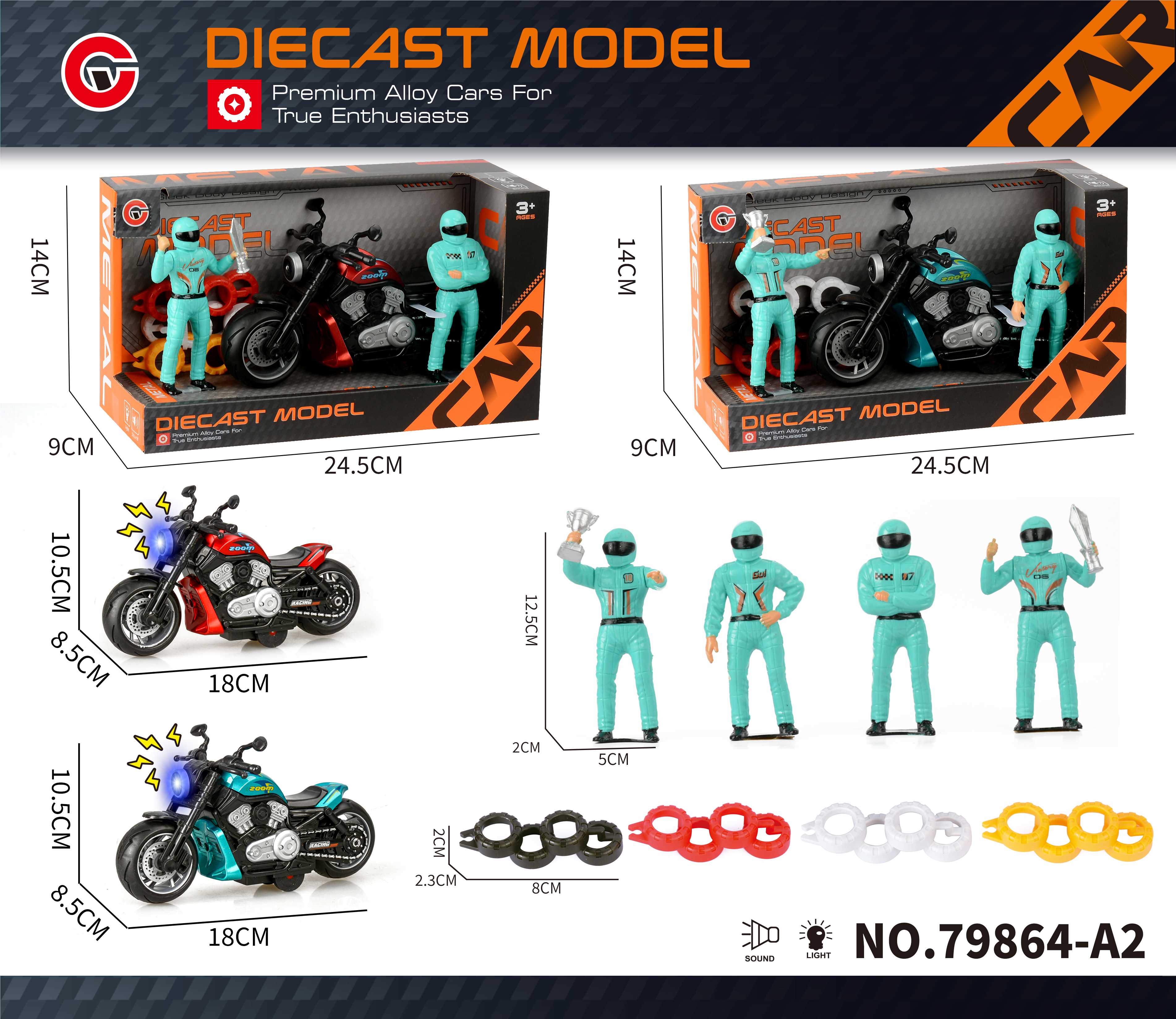 Инерционный мотоцикл Harley Davidson со светом и звуком + фигурка