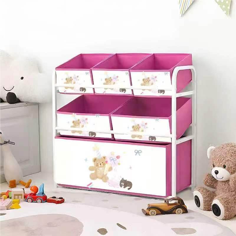 Трехъярусная полка для игрушек, желтая коробка