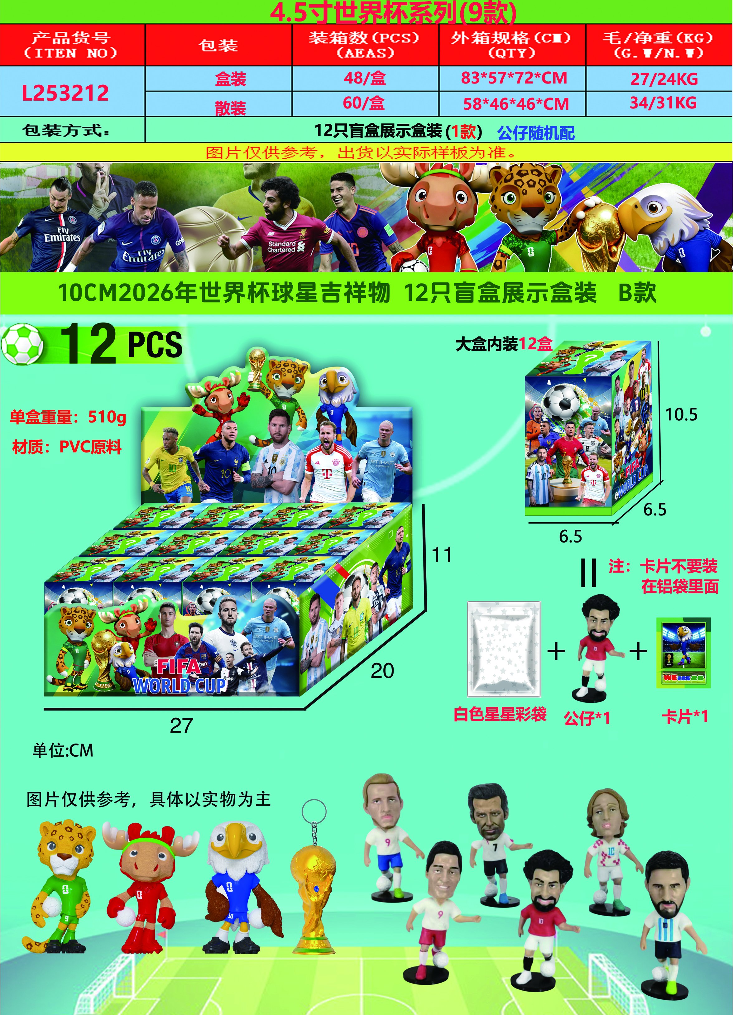 Дисплей бокс 12 фигурок ЧМ 4.5 дюйма