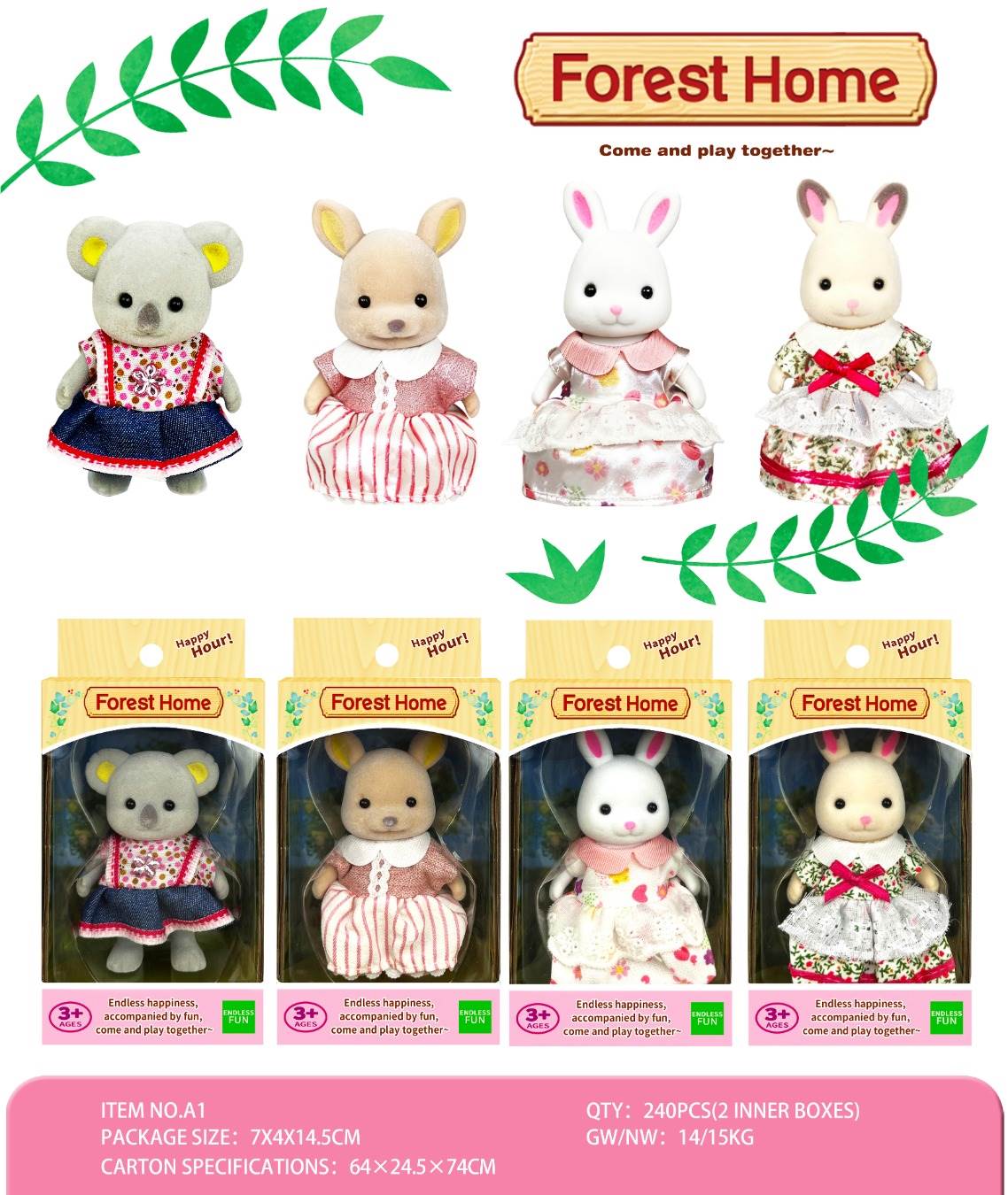 Мягкие игрушки: Коала, Кенгуру, Белый кролик, Хаки кролик (одежда в ассортименте)