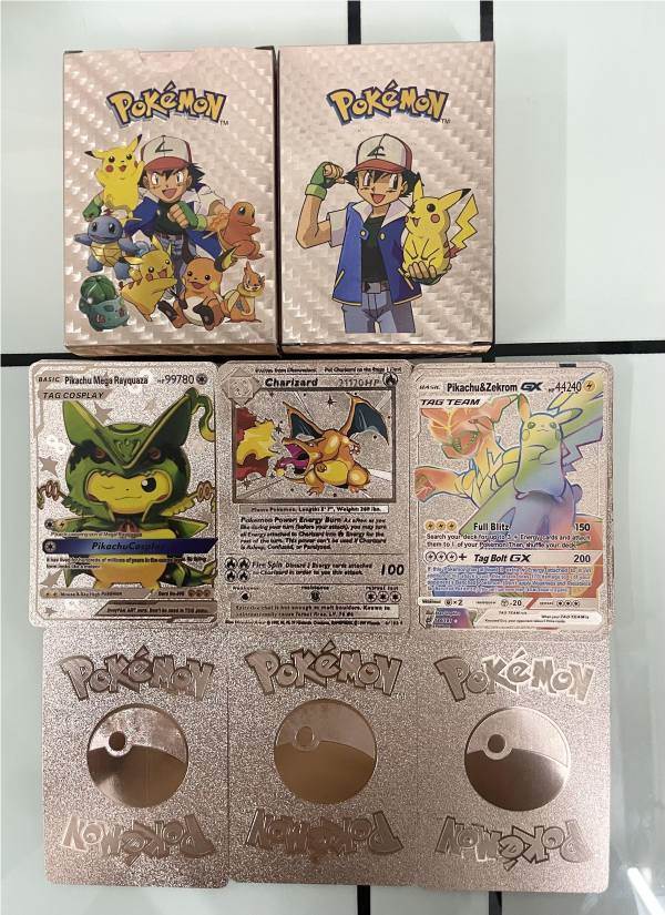 Карточки Пикачу с розовым золотом, 55 шт.