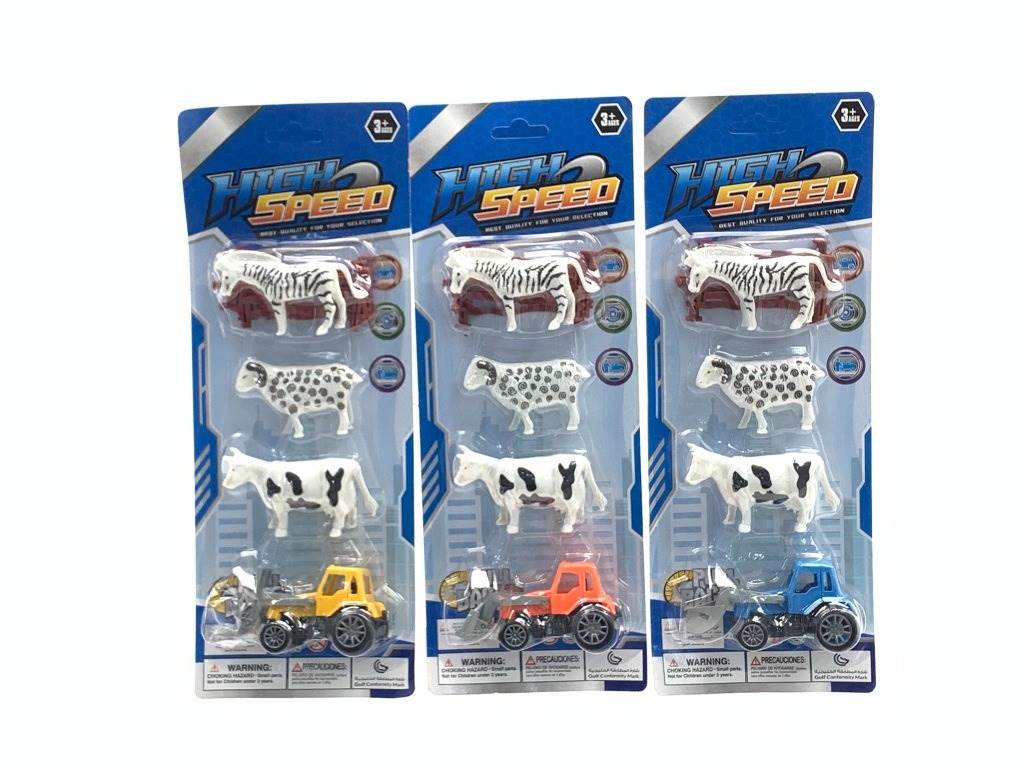 Игровой набор Huili: фермерский автомобиль, животные, забор