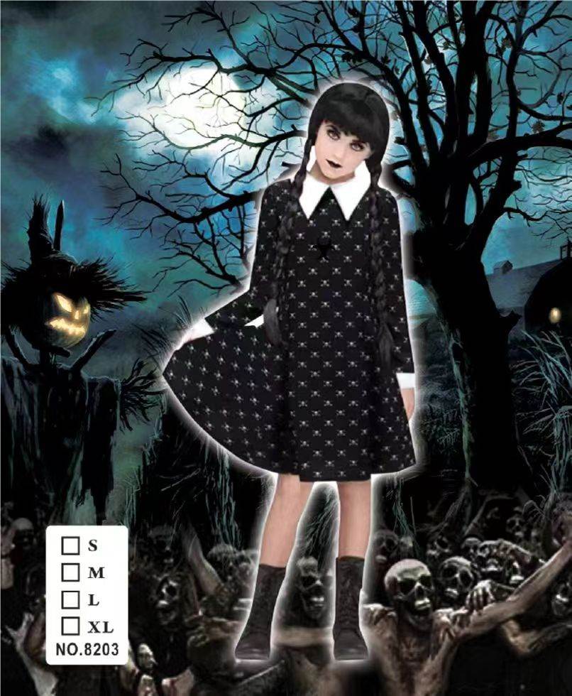 Детское платье Wednesday Addams для Хэллоуина