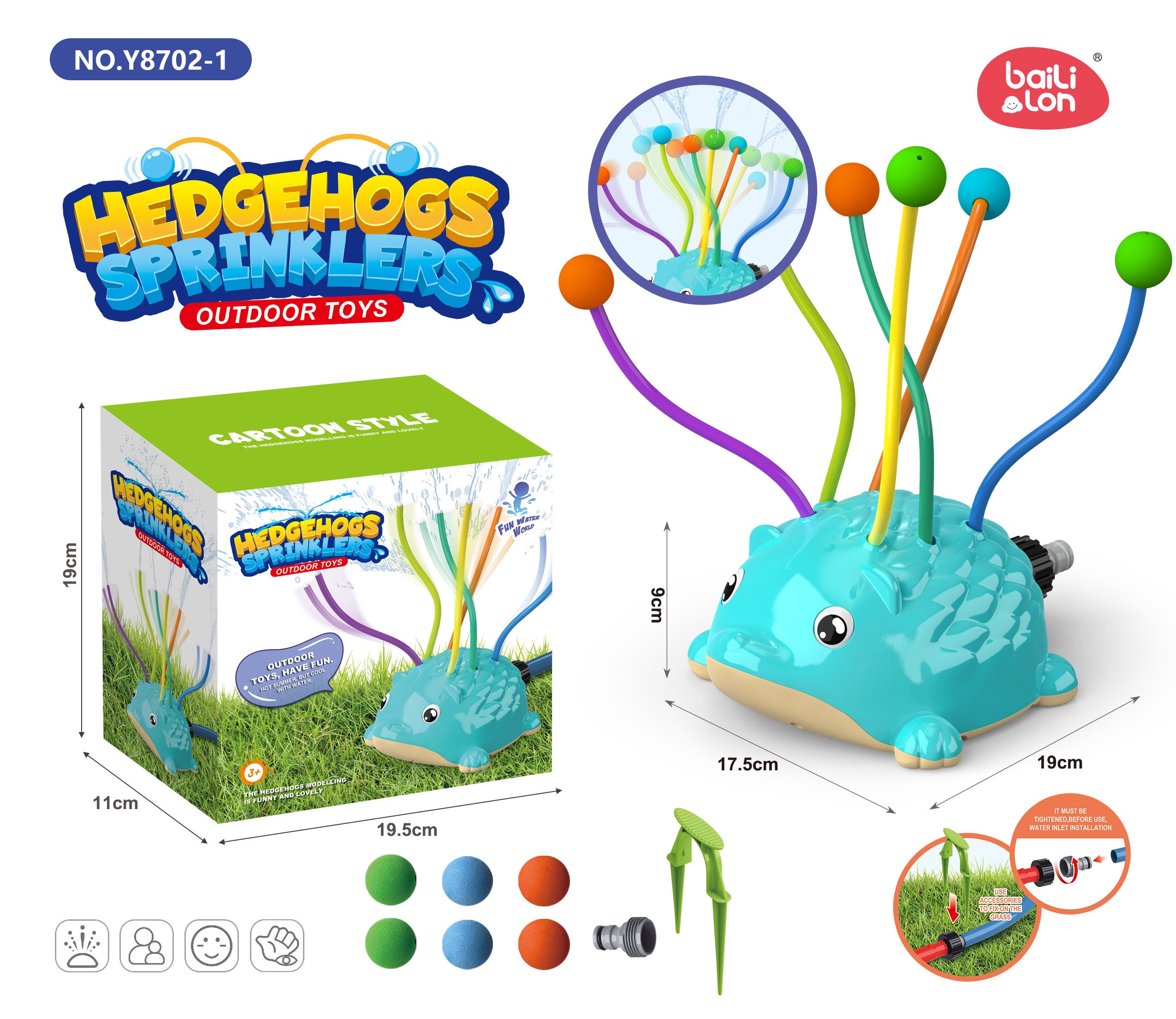 Игрушка для ванной "Водный ёжик с мячиком"