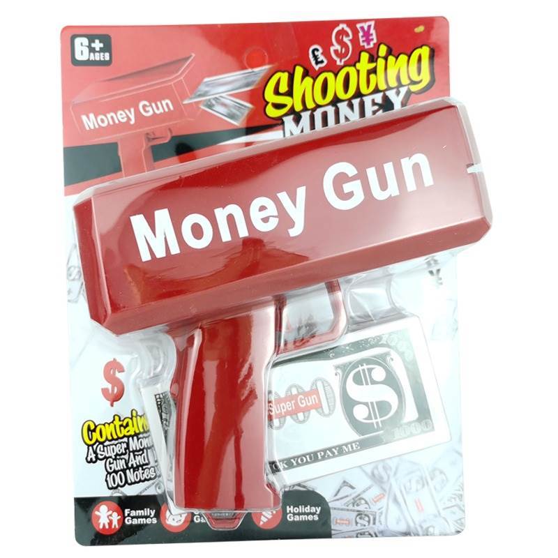 Пистолет для денег Red Money Gun с купюрами