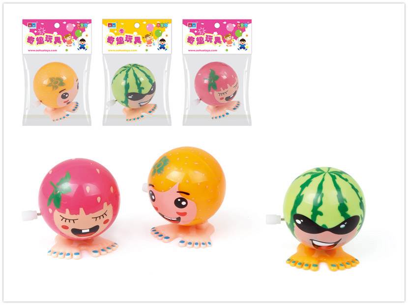 Заводные игрушки-прыгунки фрукты и зверята, заводной механизм