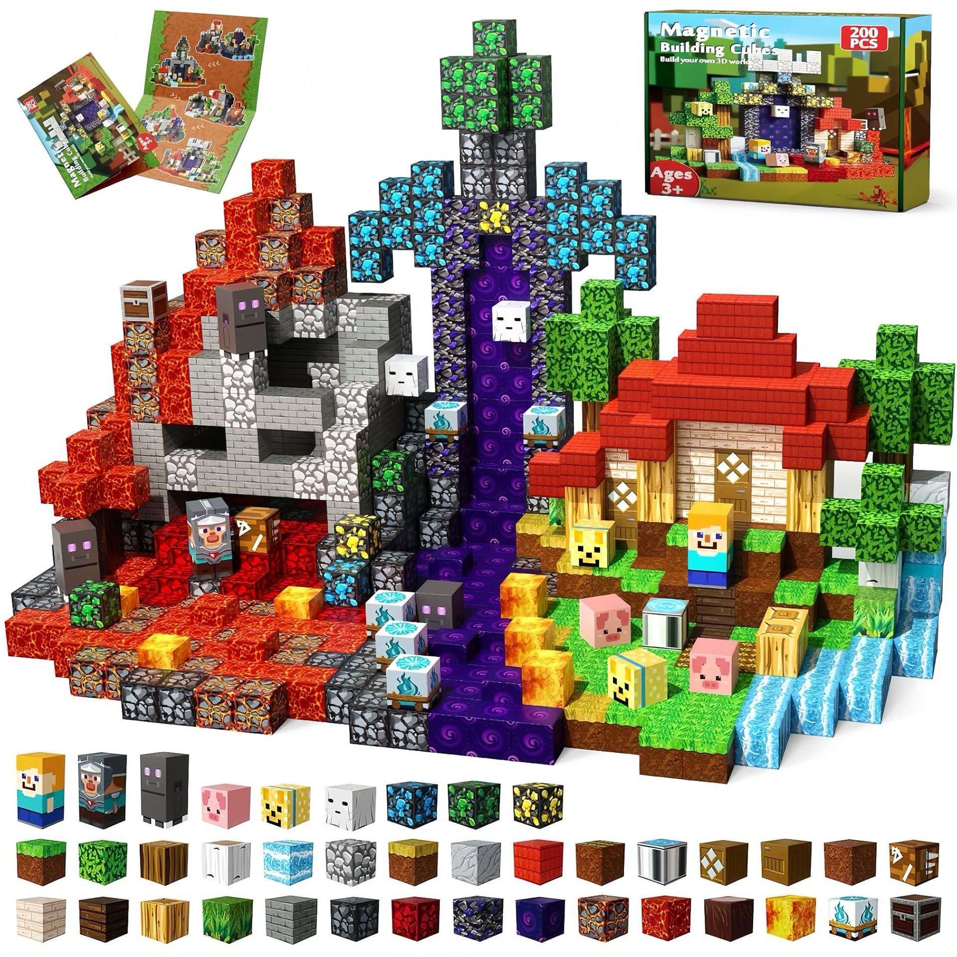 Магнитный конструктор Hell Forest Minecraft, 200 деталей