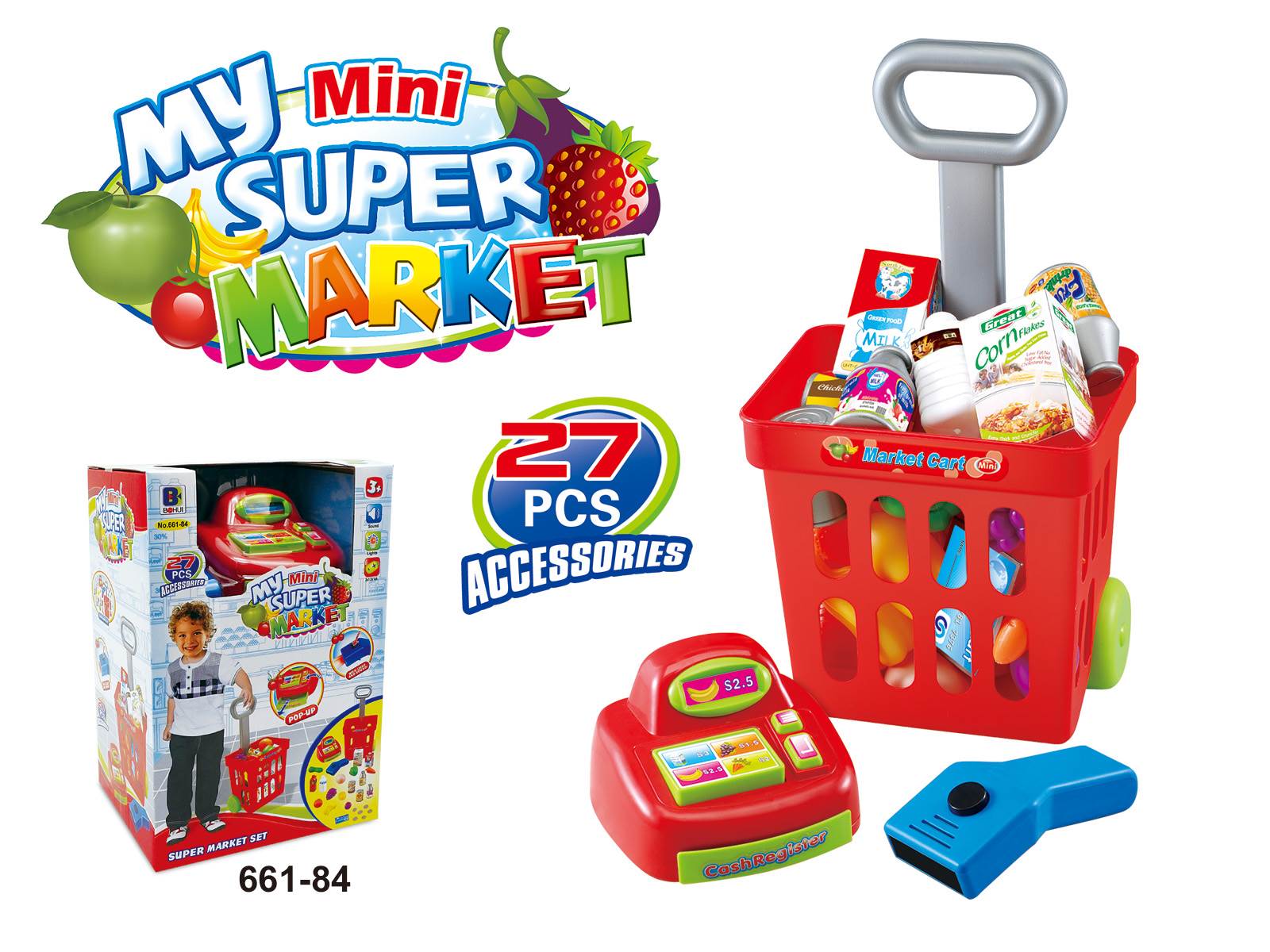 Игровой набор "Магазин": касса, тележка, продукты