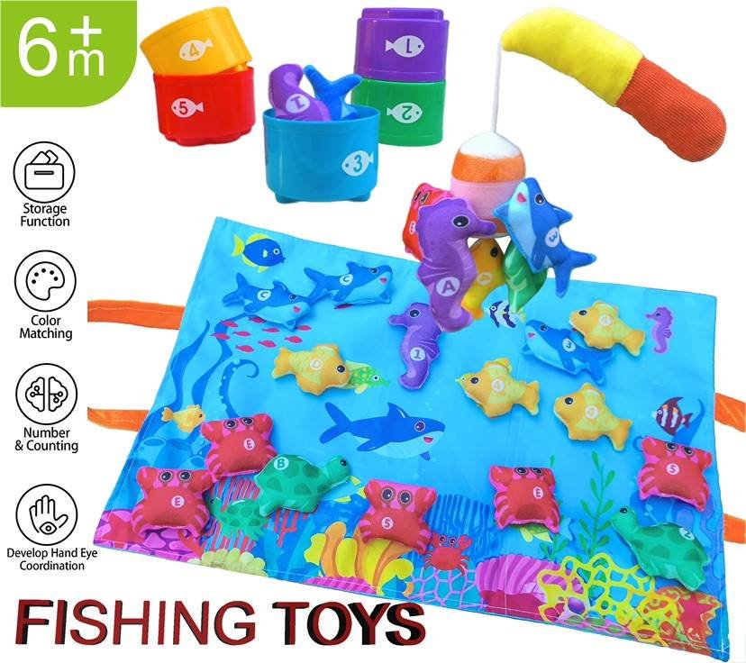Развивающая игра "Рыбалка" с морскими животными из ткани