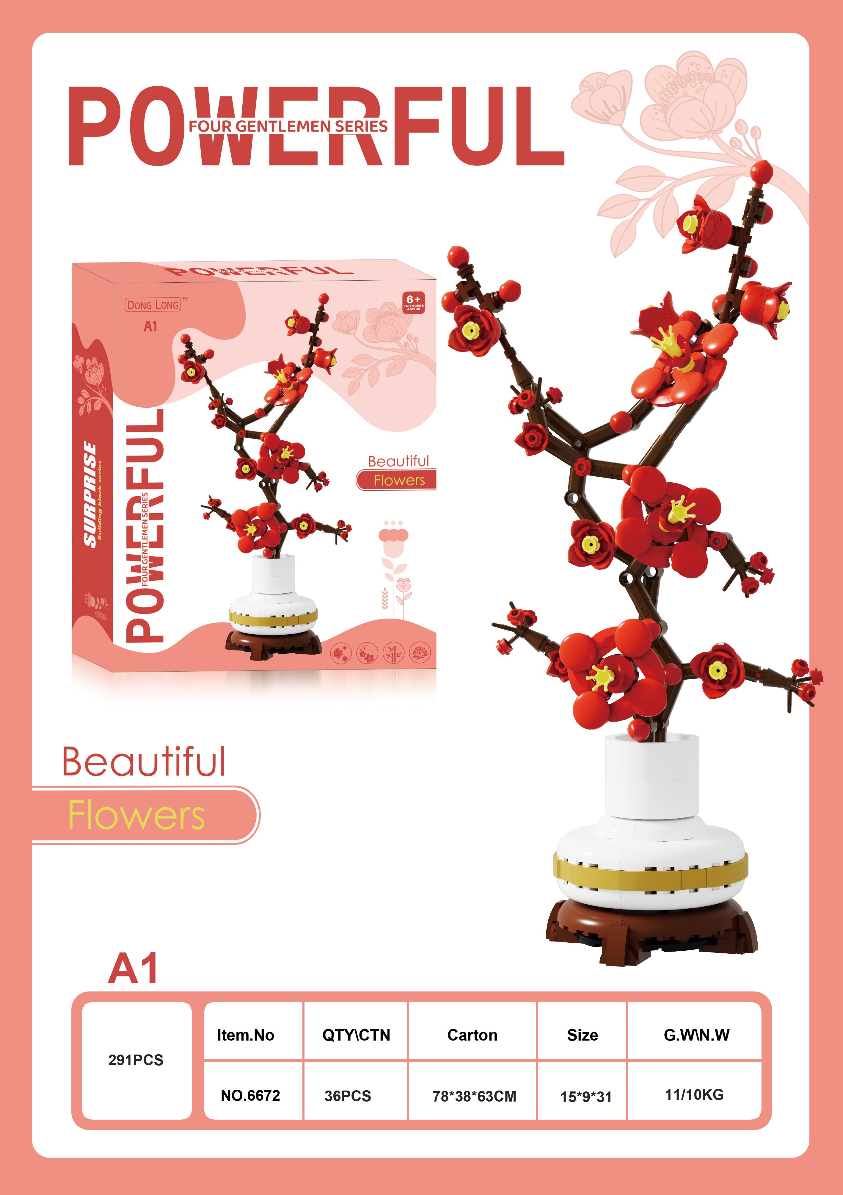 Конструктор Plum Blossom Building Blocks, 36 шт/кор