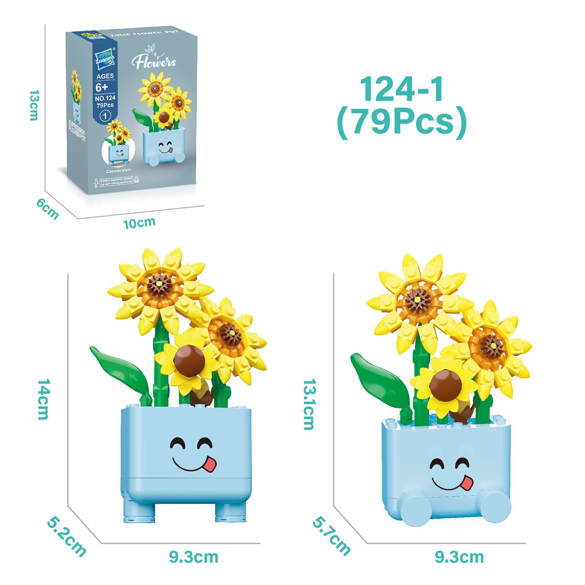 Конструктор Подсолнух в горшке, Lego-тип