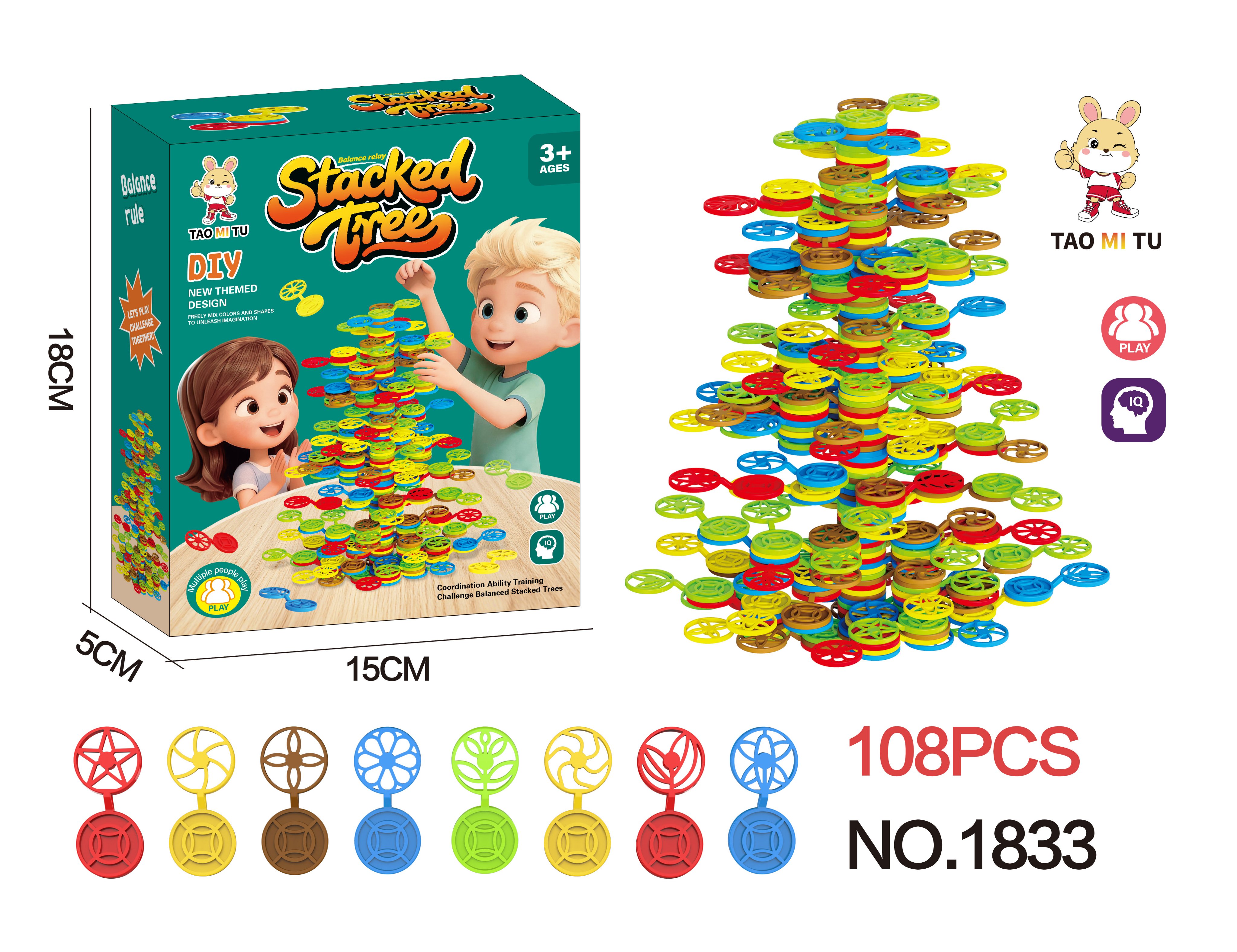 Набор деревянных блоков Stacked 108 шт.