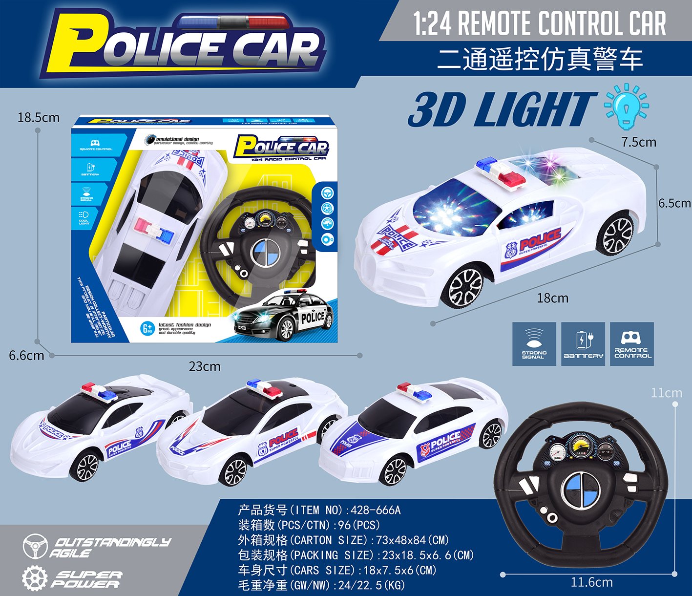 Радиоуправляемая полицейская машина с 3D подсветкой (BMW/McLaren/Audi/Bugatti)