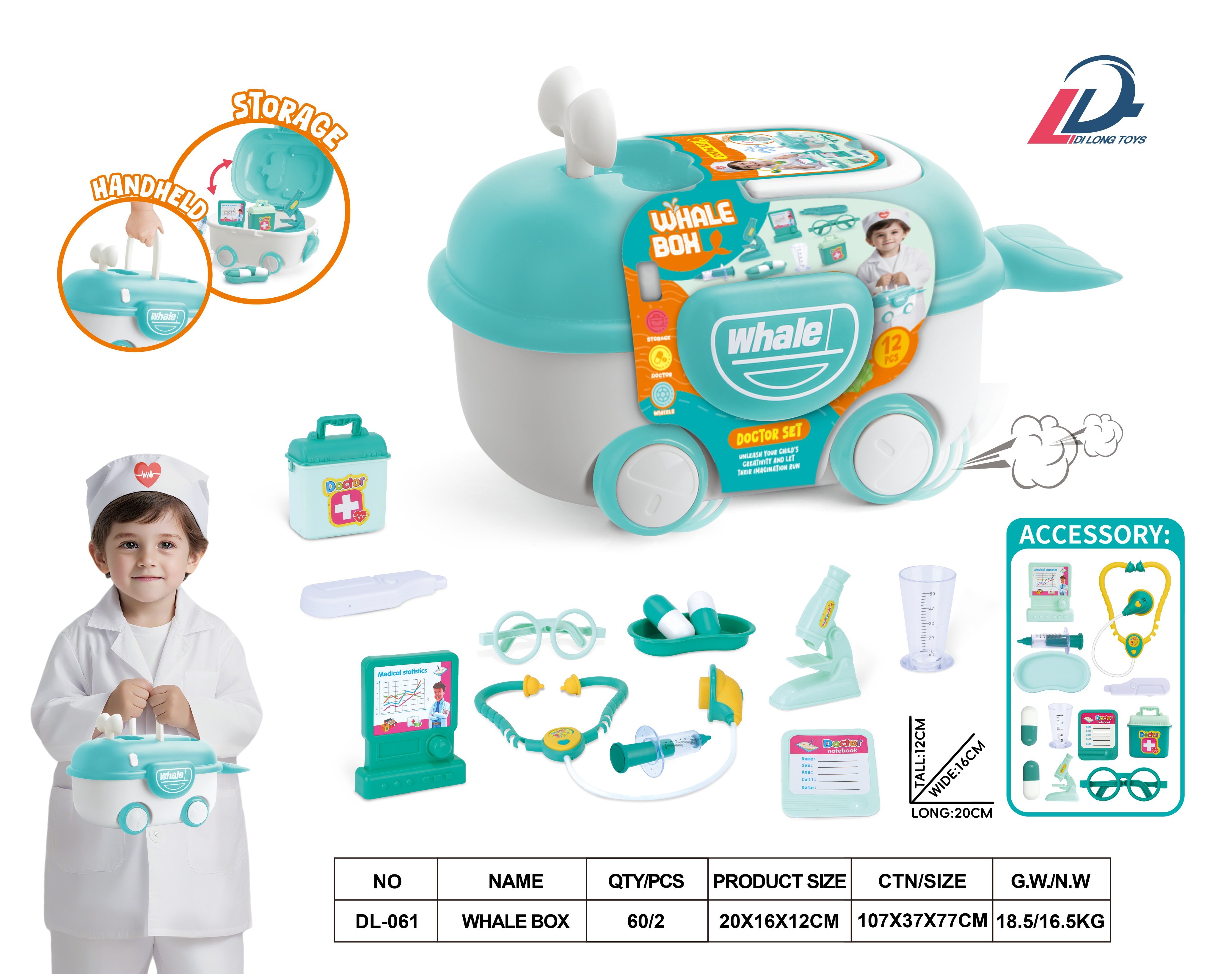 Игровой набор доктора в чемоданчике-китёнке 2в1