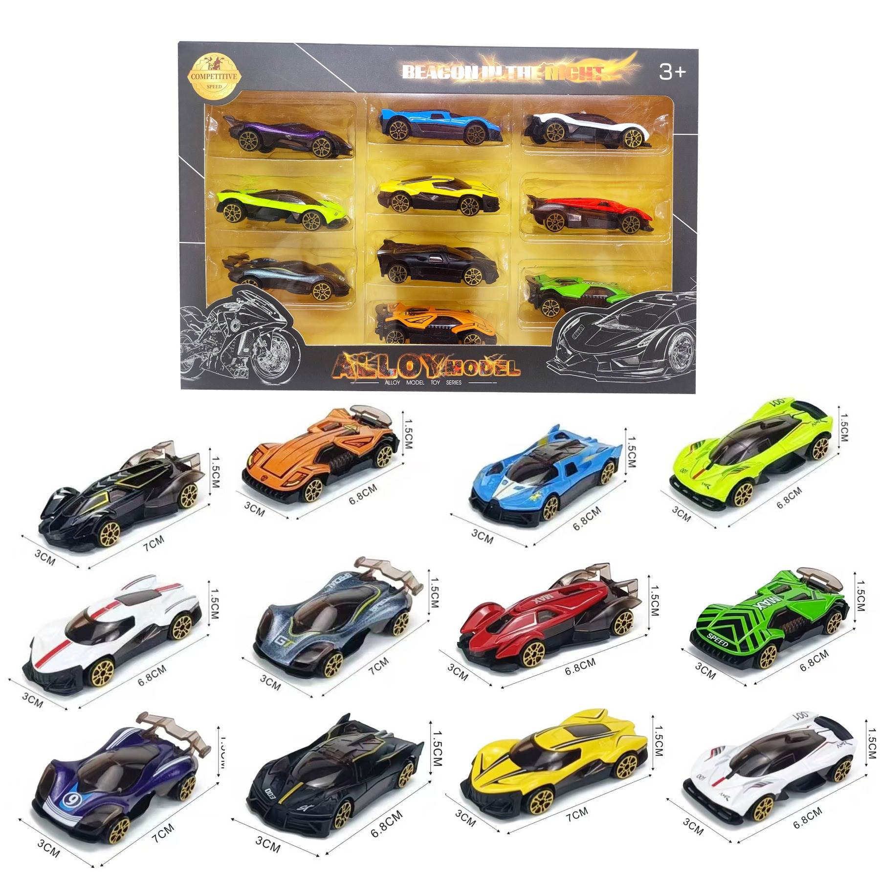Набор из 10 литых машинок 1:64 в коробке