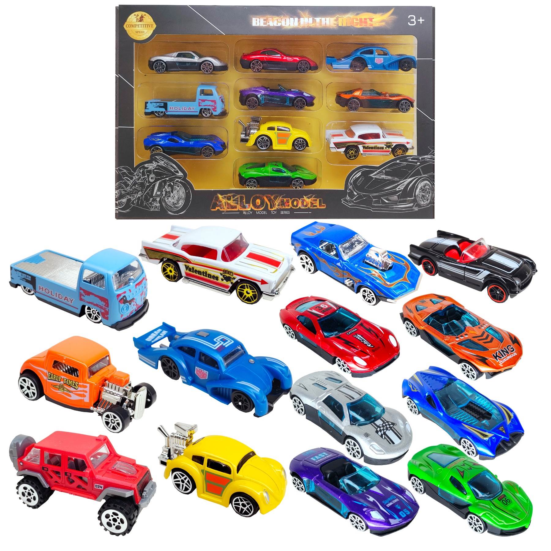 Набор машинок 1:64, 10 шт (6 сплав, 4 ретро)