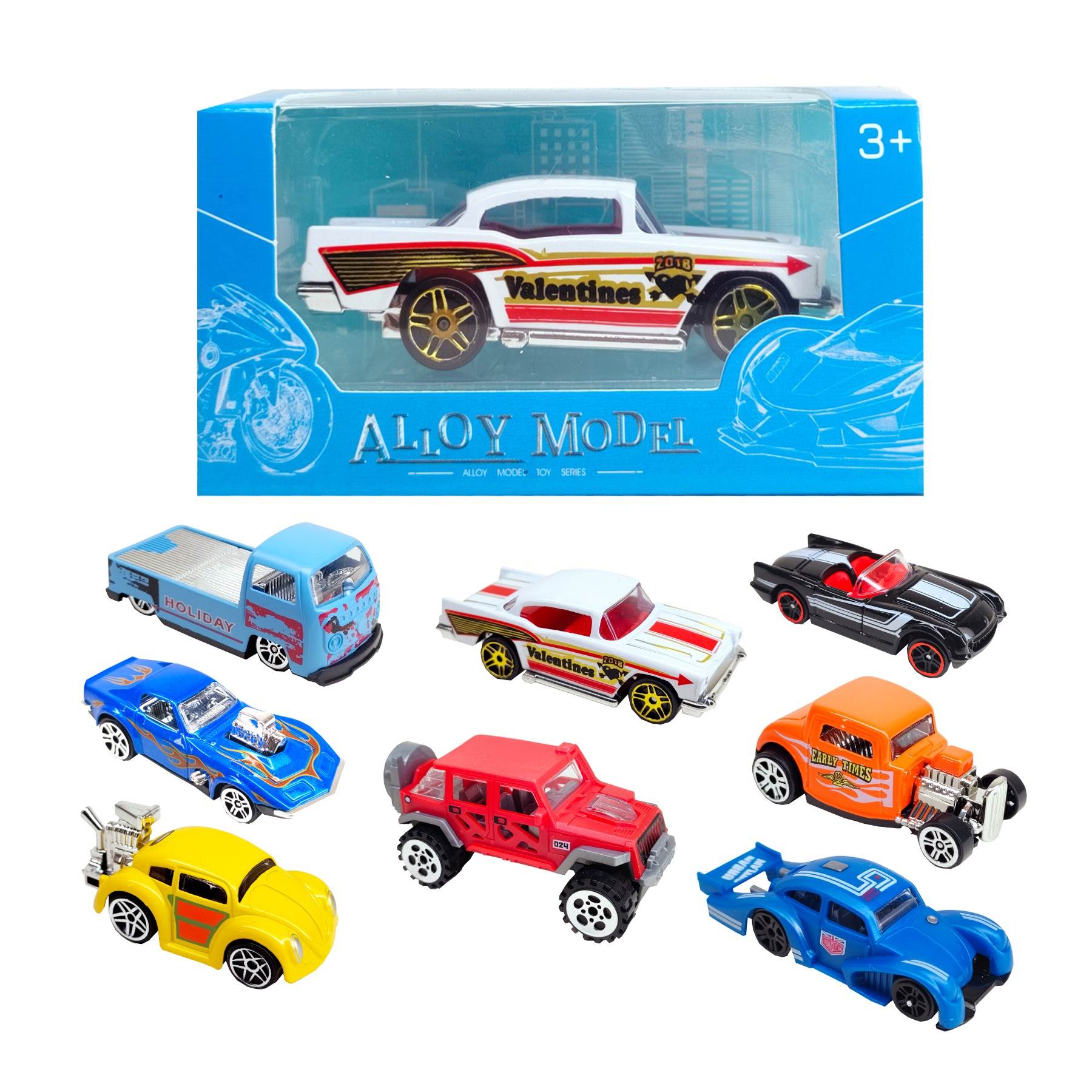 Набор из 8 ретро машинок 1:64, литой сплав