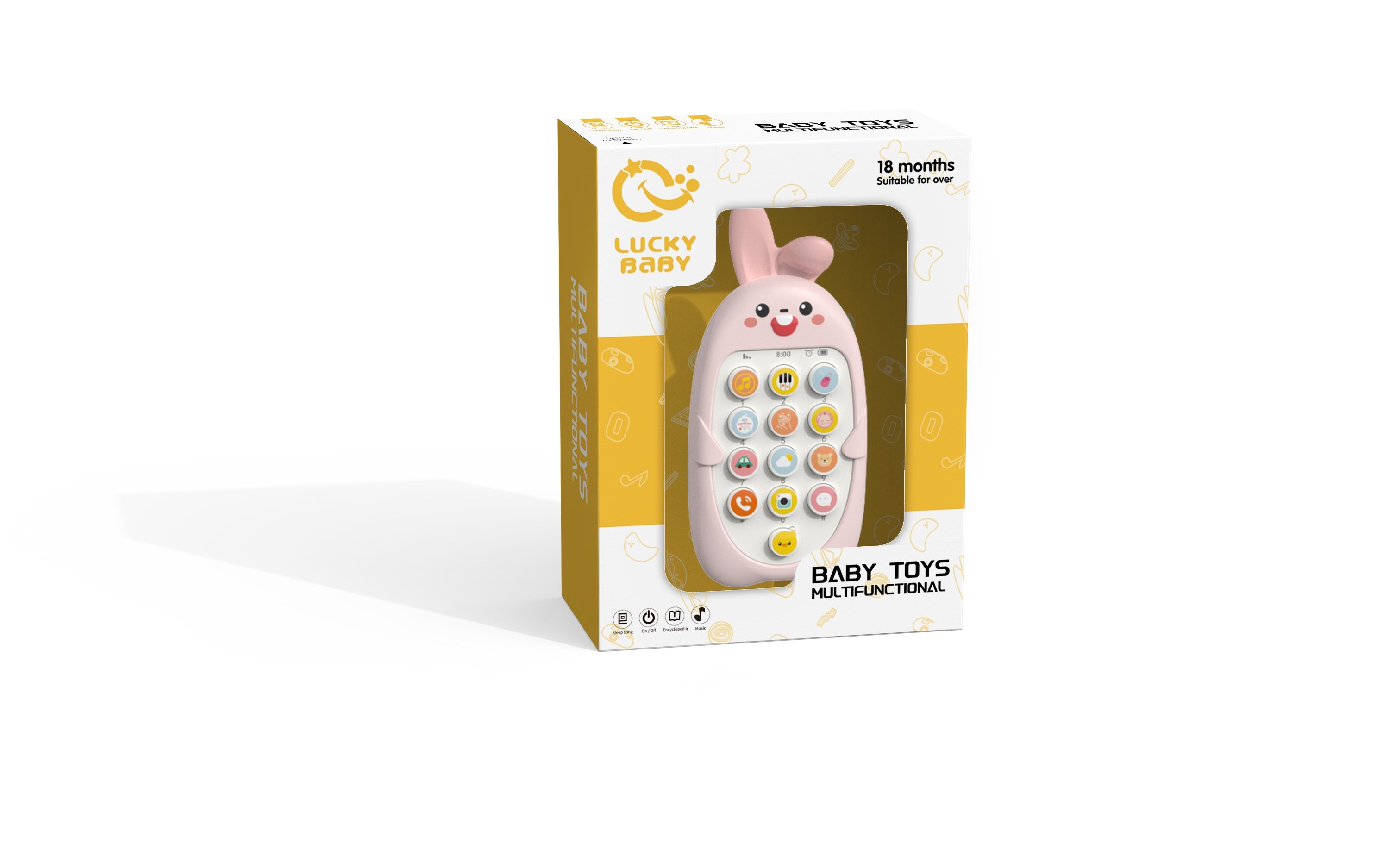 Игрушечный телефон "Зайчик" (3 цвета), в коробке