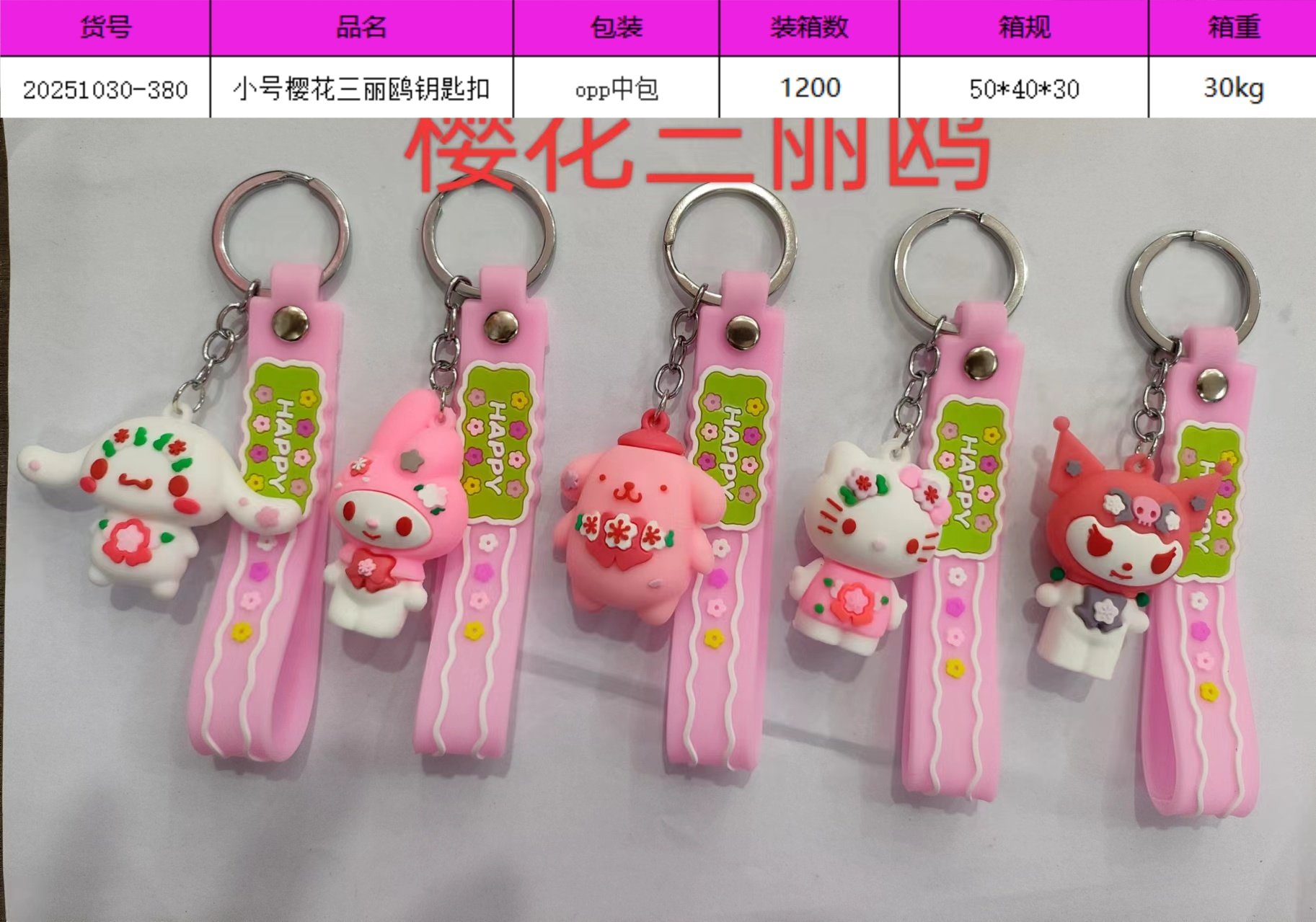 Брелок Sanrio "Сакура": оптом милые подвески для ключей и сумок