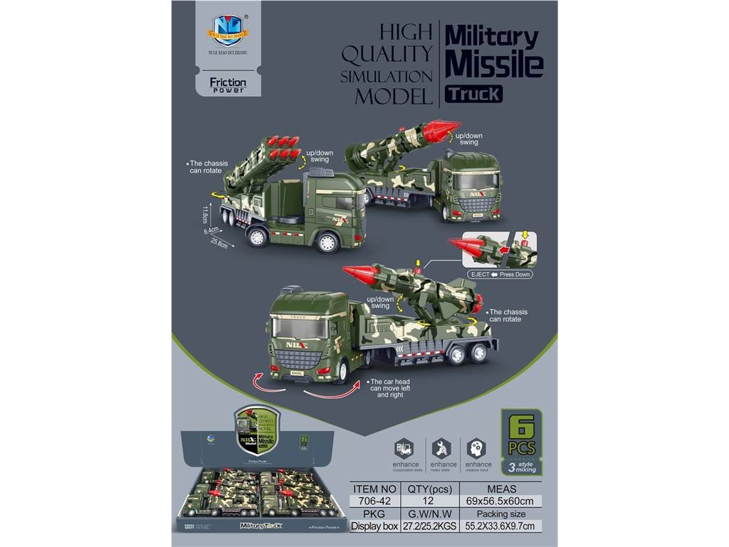Набор инерционных военных грузовиков, 6 шт.
