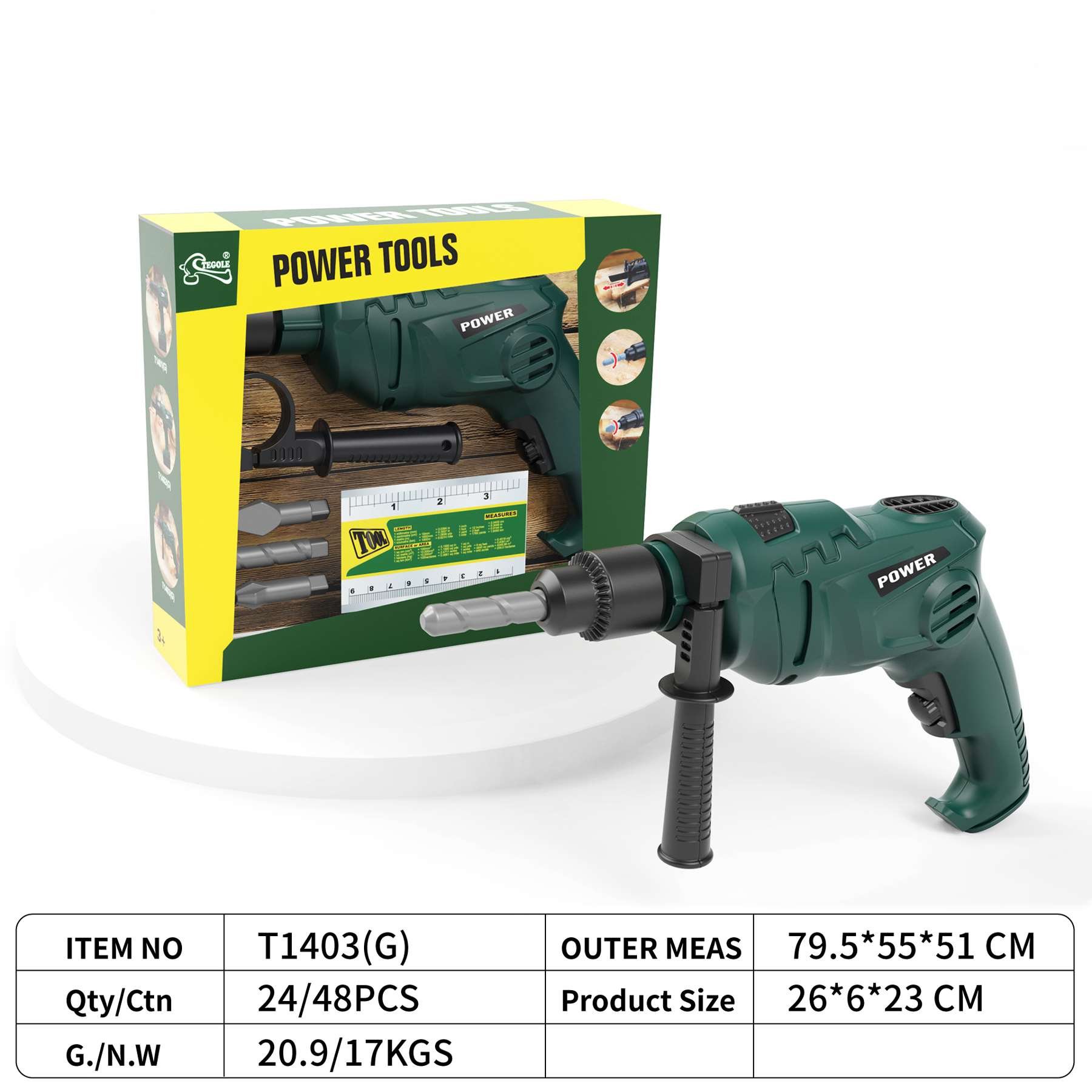 Игровой набор инструментов Green Simulation Power Tools