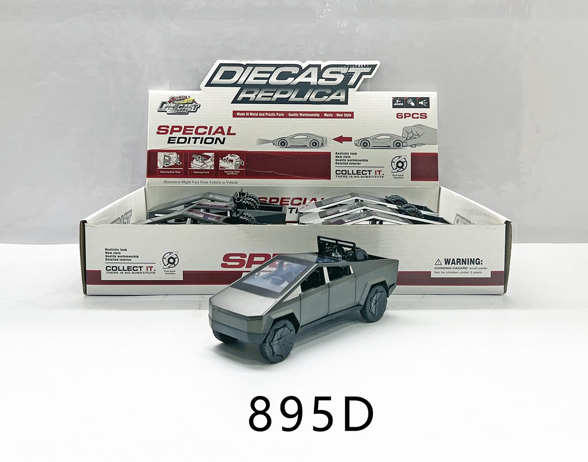 Tesla Cybertruck 1:28, инерционная, свет, звук