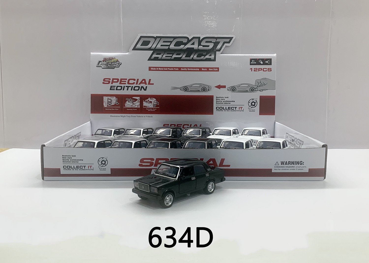 Lada 1:32, ретро-автомобиль, сплав, инерция, свет