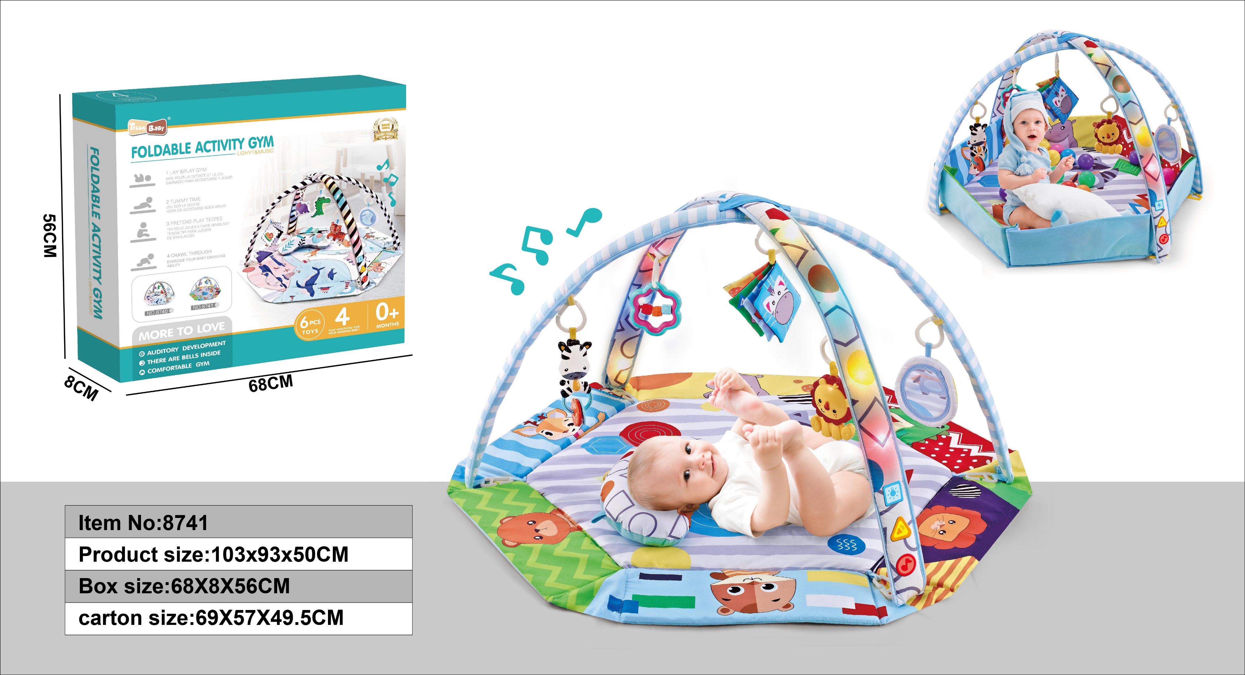 Игровой коврик-манеж для малышей с музыкой и светом