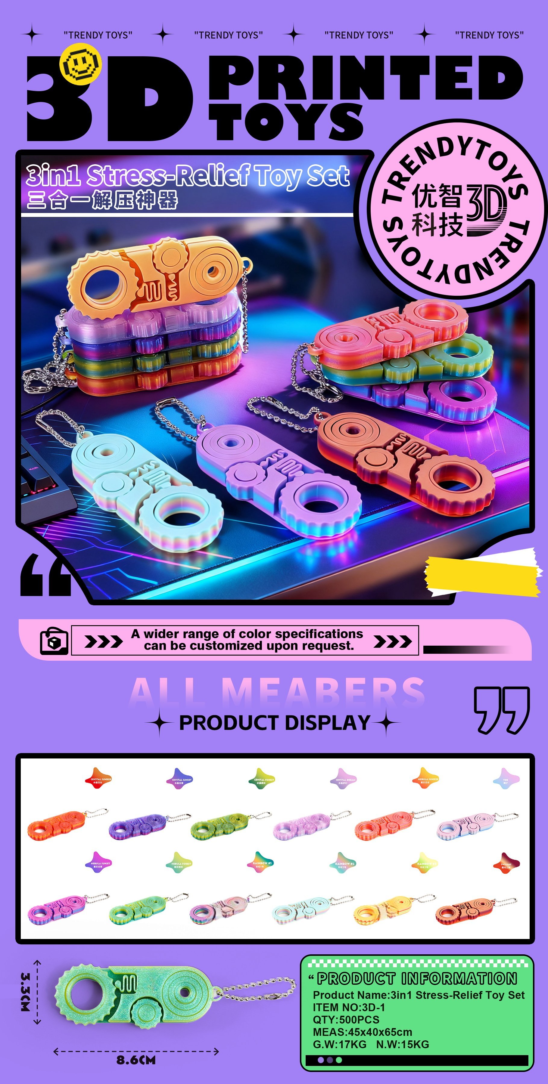 Антистресс 3-в-1: шестерёнки, брелок, игрушка-антистресс