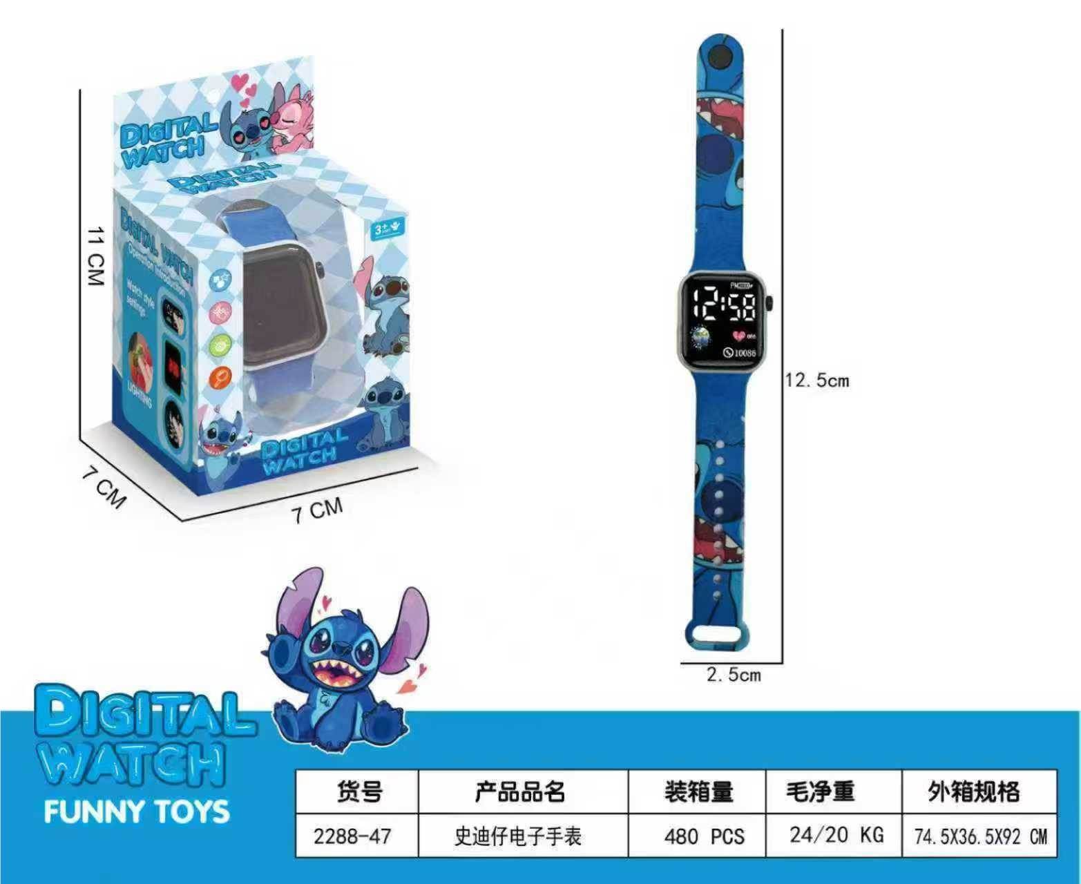 Электронные часы Stitch с цветным ремешком