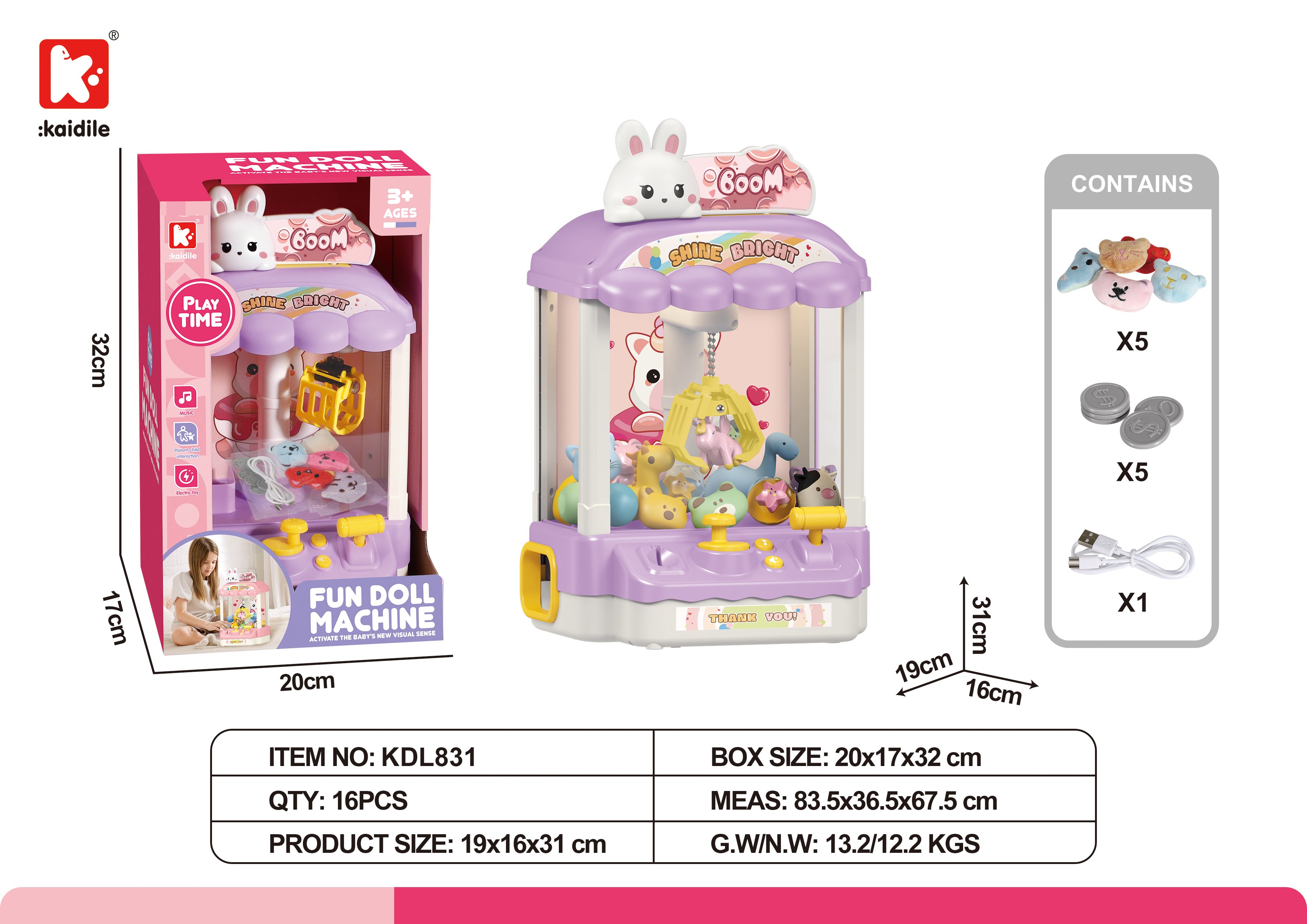 Игровой автомат "Хватайка" с кроликом, мини