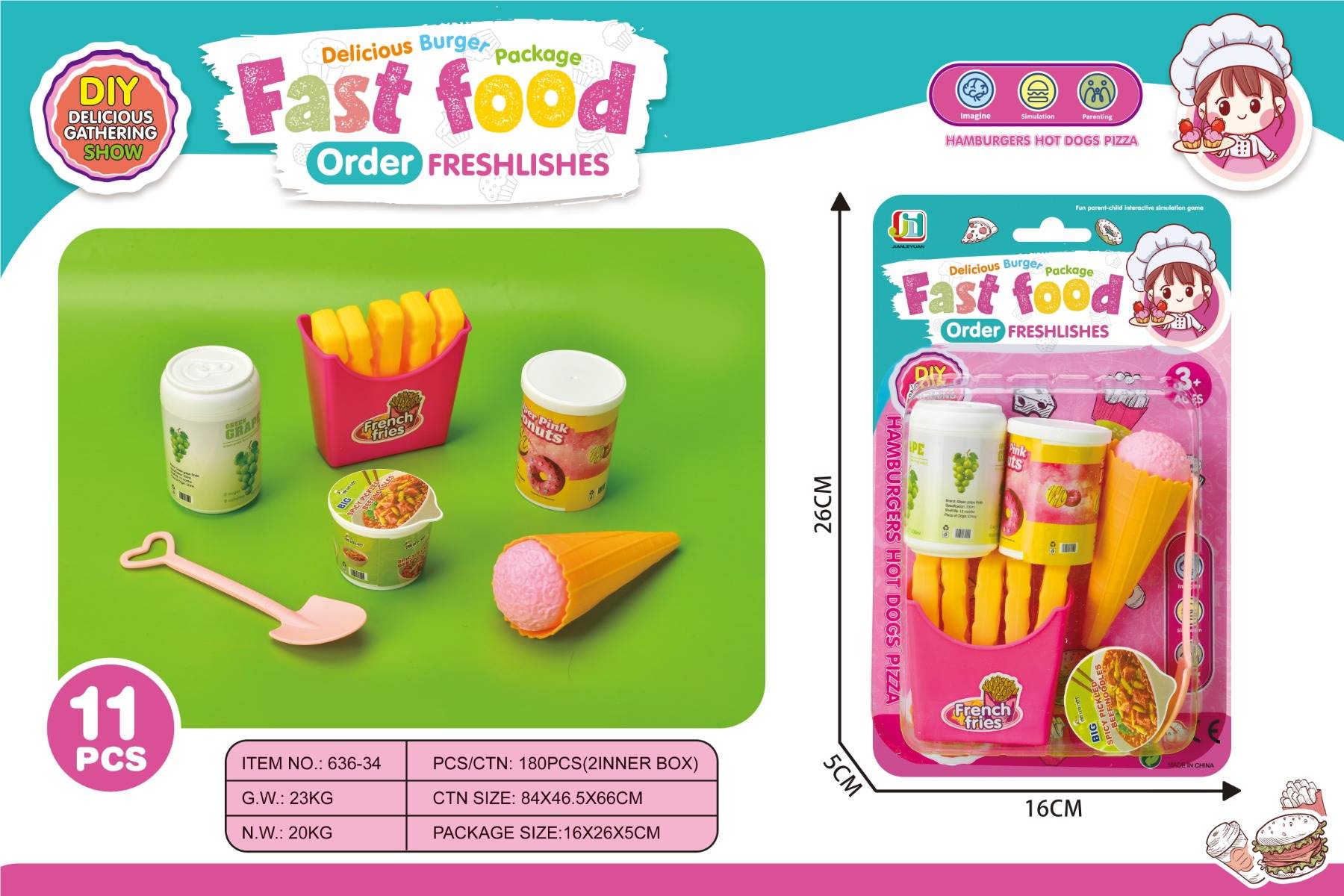 Игровой набор продукты в банке и лапша, 11 предметов