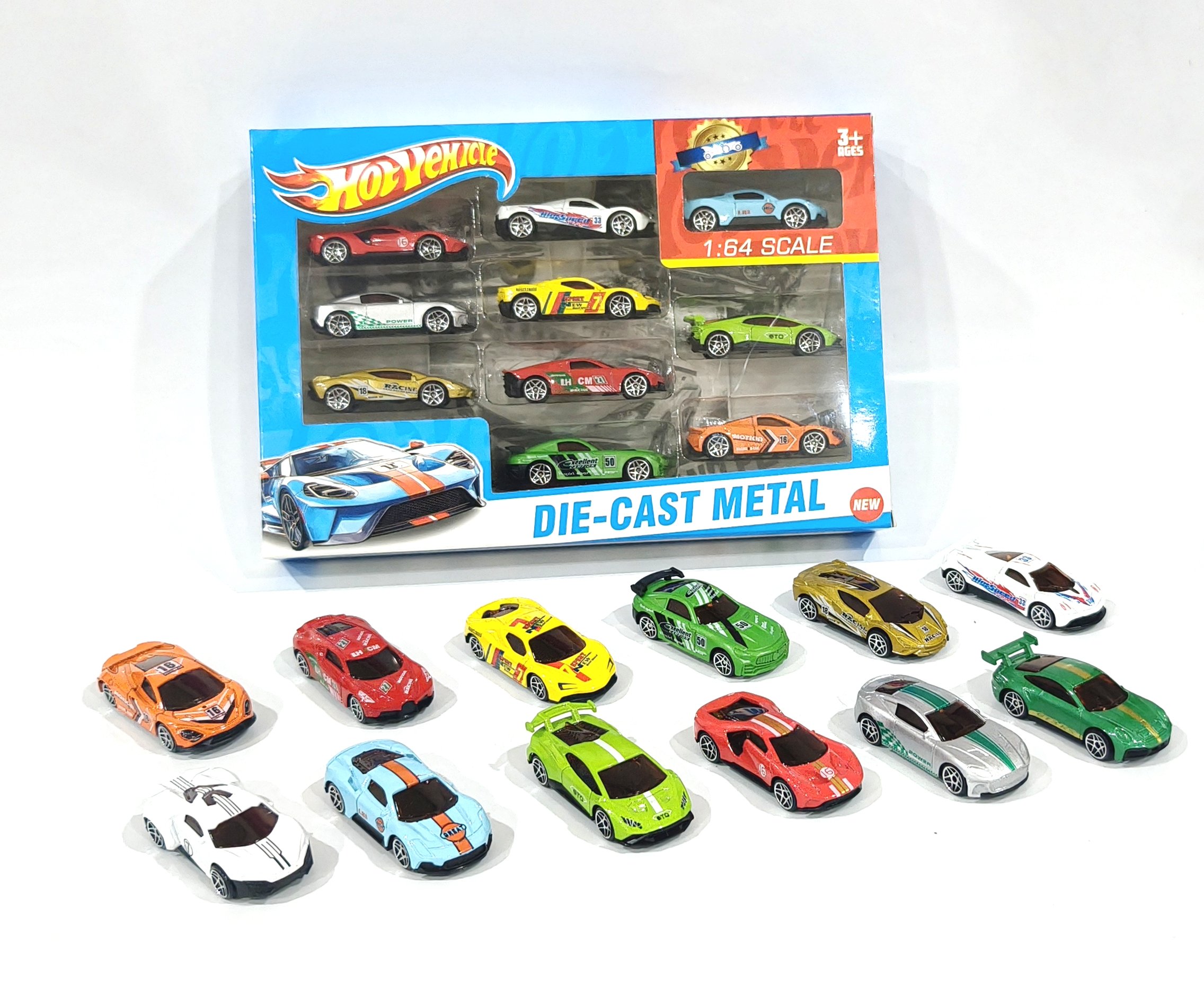Набор из 10 литых спортивных машинок 1:64