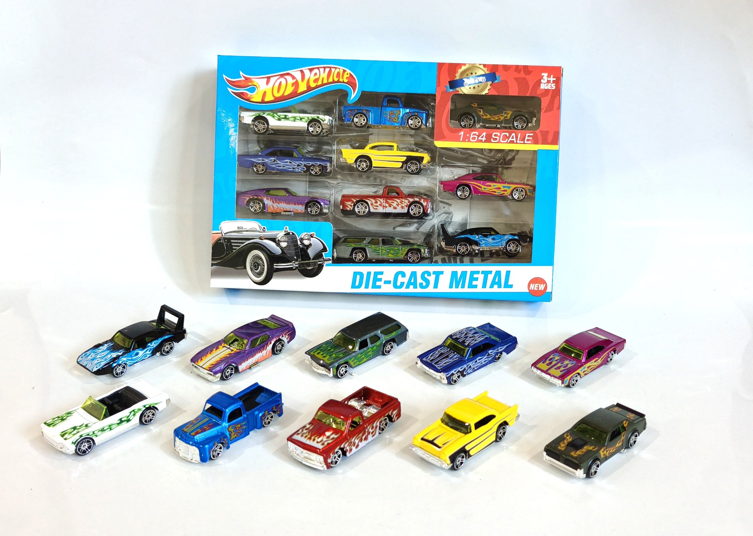 Набор из 10 ретро-автомобилей из сплава 1:64