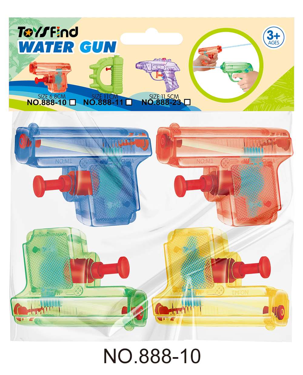 Мини-водные пистолеты, набор 4 шт, 6.8 см