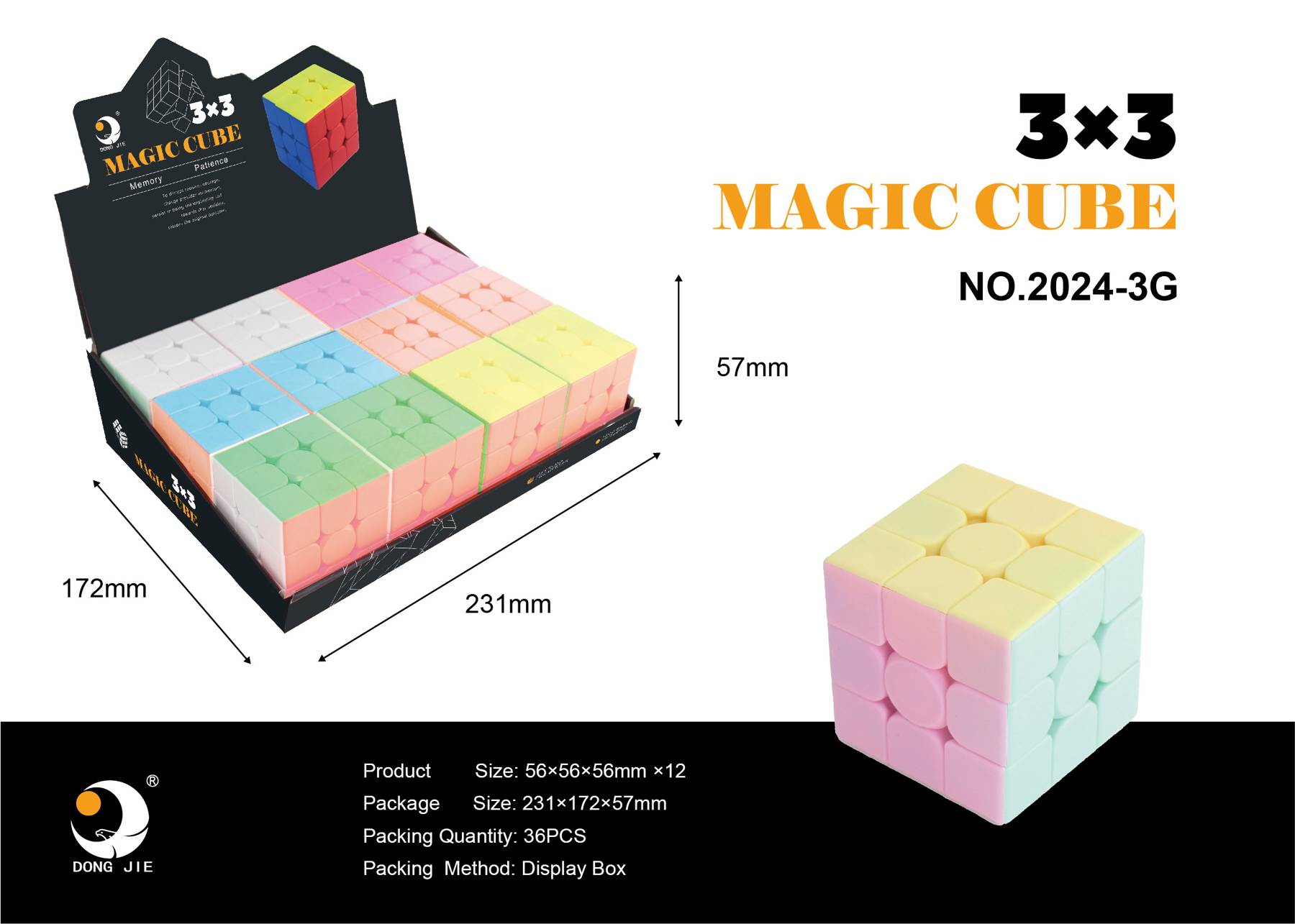 Кубик Рубика 3x3 5.5см, ABS пластик