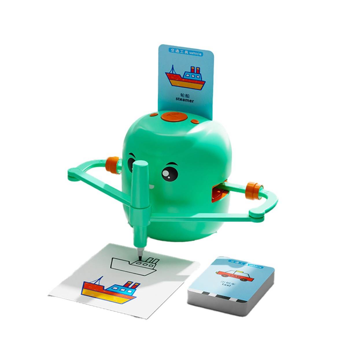 AI Smart Toy: Обучающая игрушка с AI, 100 карточек, зеленый